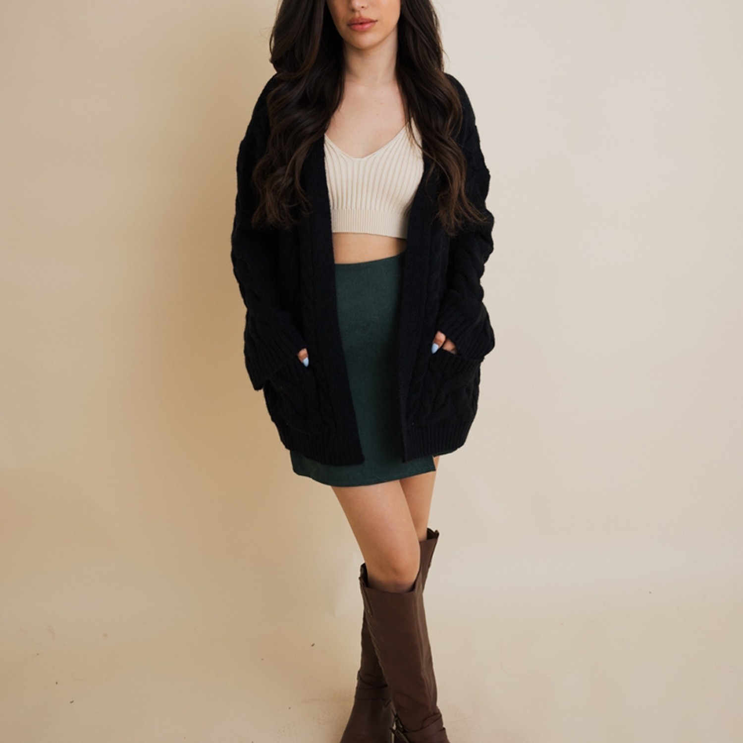 Dreamy Days Cable Knit Open-Front Cardigan – Cozy & Stylish for All Seasons