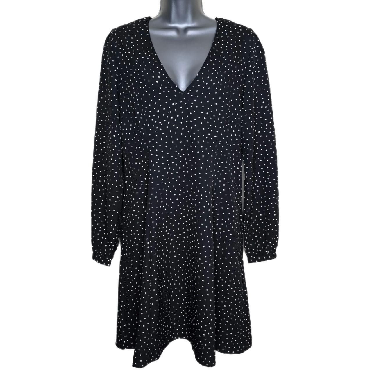 Uniqlo Printed Polka Dot V-Neck Long-Sleeve Mini Dress