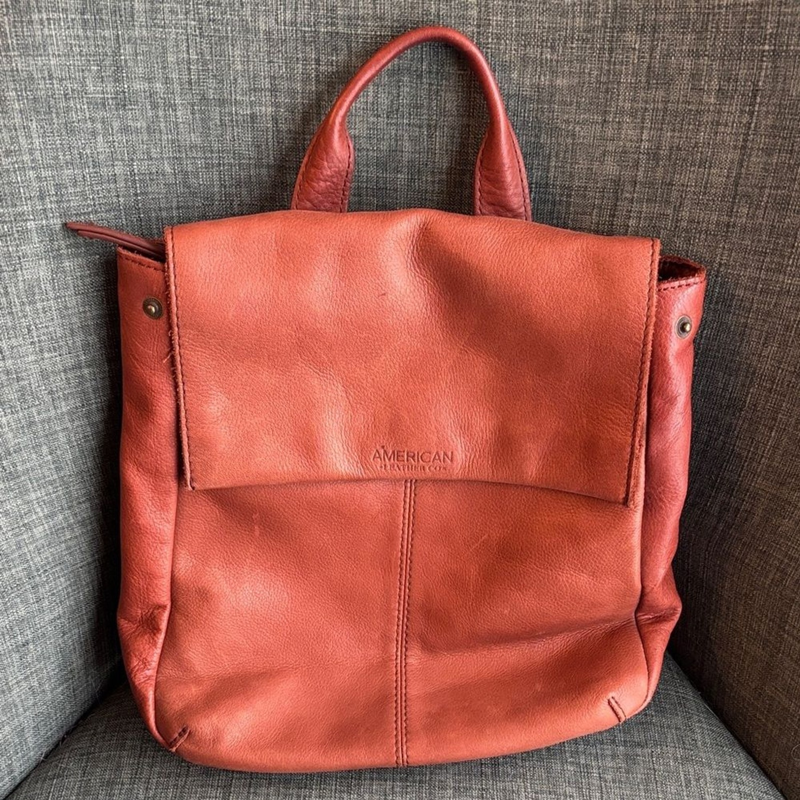 American Leather Co. brown Women backpack Bag purse neutral classic everyday GUC