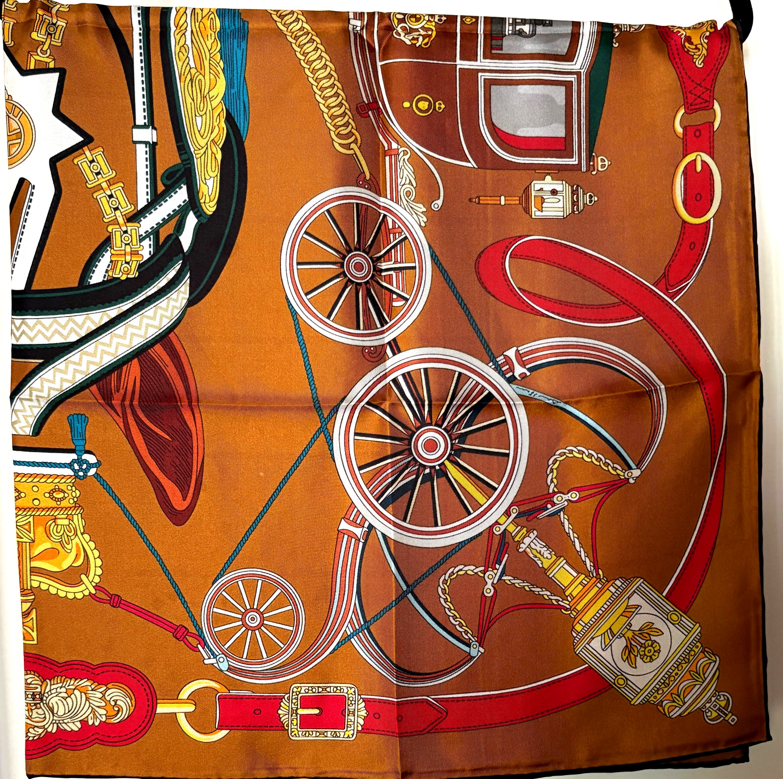 34″ Square Silk Hermes Scarf with original bag, gift box, tissue and ribbon