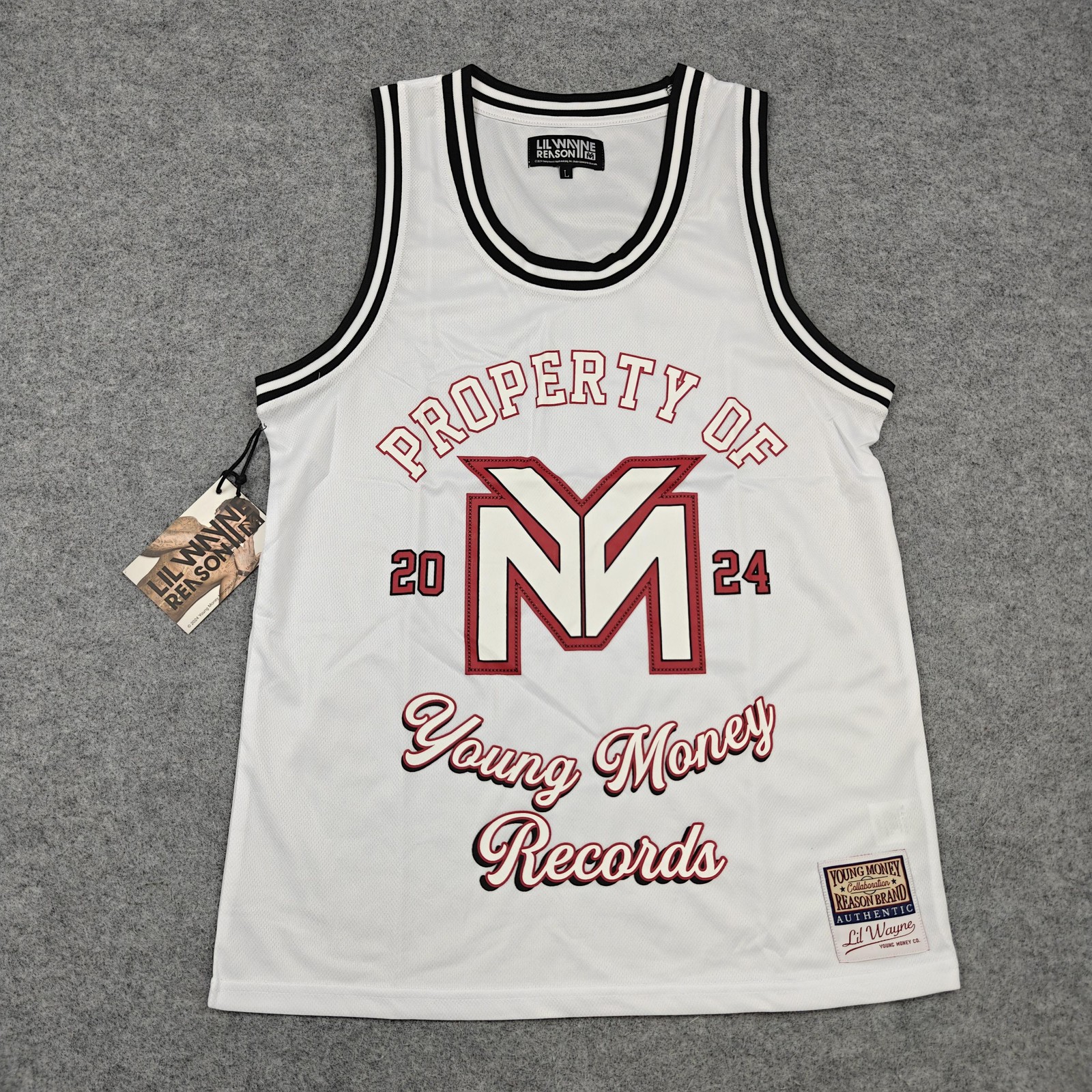 Lil Wayne Young Money Records Basketball Jersey Mens Large White Reason RLW-17