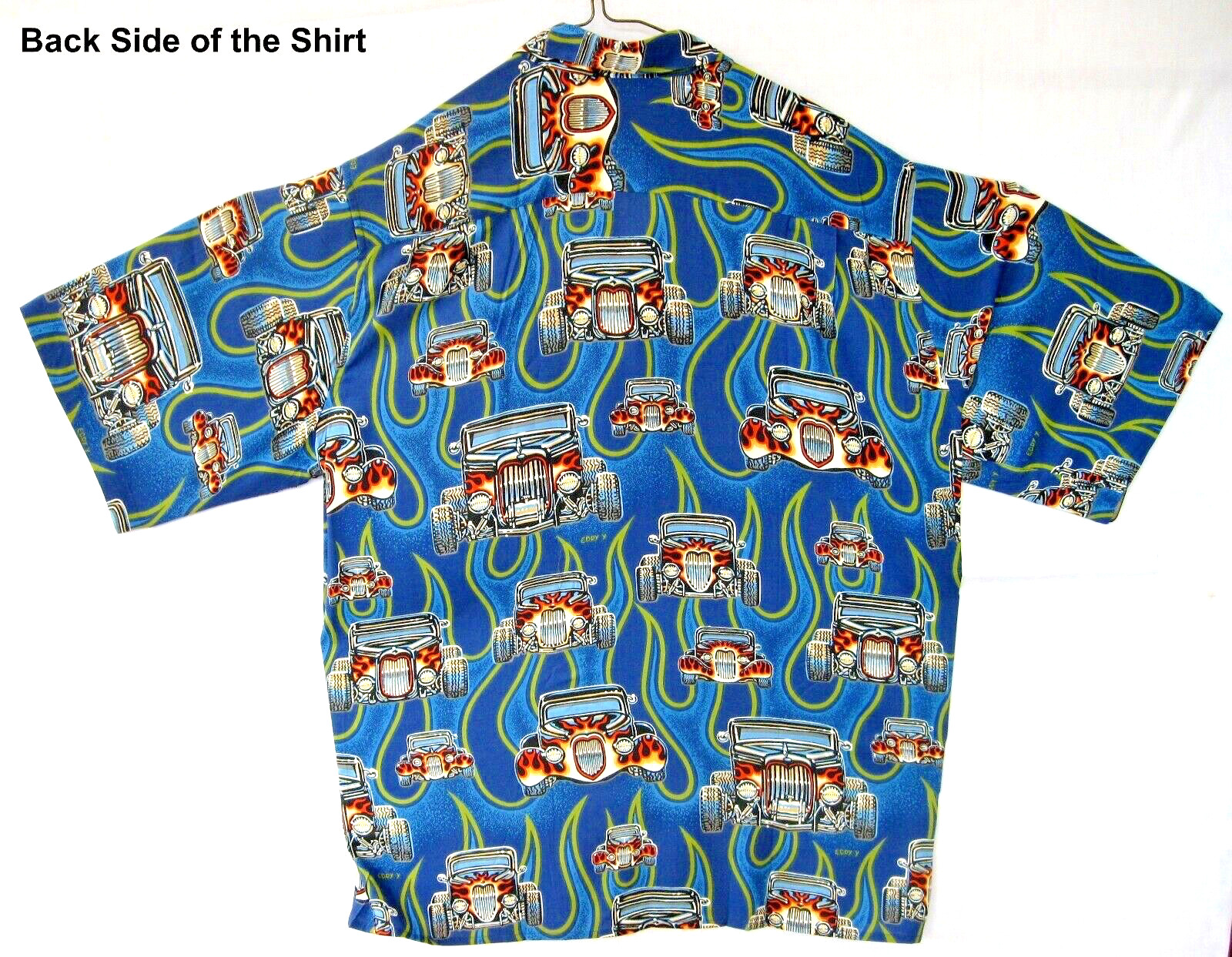 NEW REYN SPOONER BEAUTIFUL OLD SCHOOL HOTRODS STREET RODS 100% RAYON BLUE RARE L