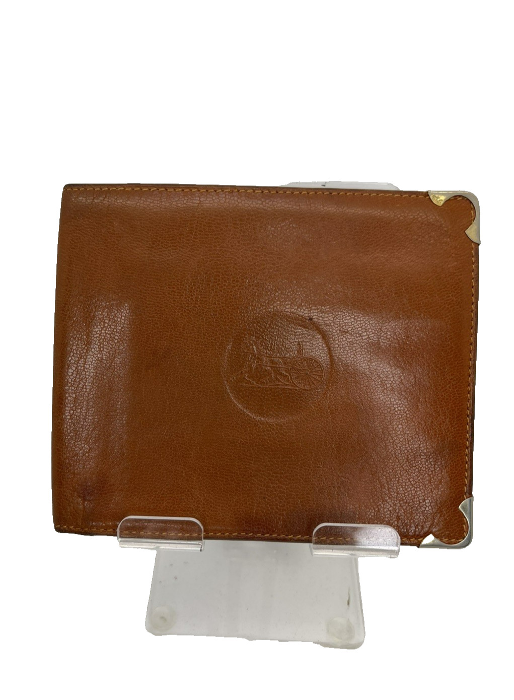 CELINE Horse Carriage Leather Bifold Wallet Brown Authentic/95
