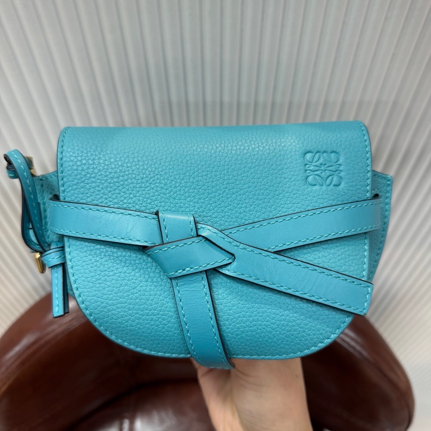 Loewe Pre-Owned Authentic Saddle Bag Blue Free Tracked Shipping
