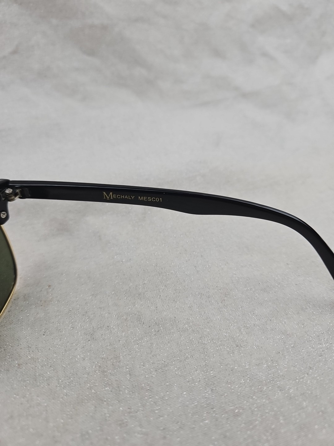 Mechaly MESC01 Classic Club Master Style Square Sunglasses, Black/Gold