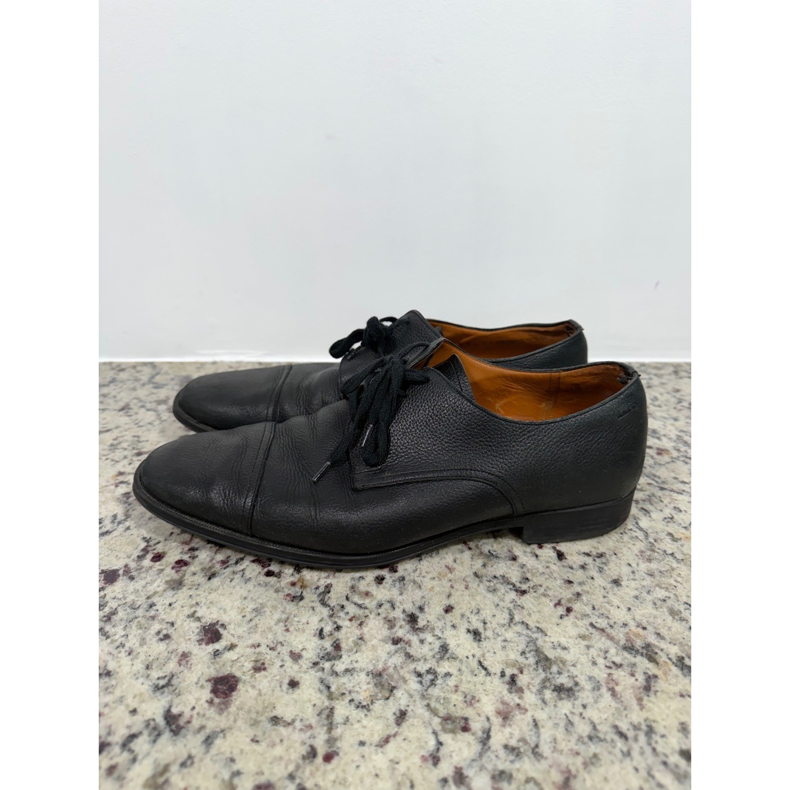 Bally Tayson SK Mens Black Pebbled Leather Cap Toe Oxford Dress Shoes 7.5 D