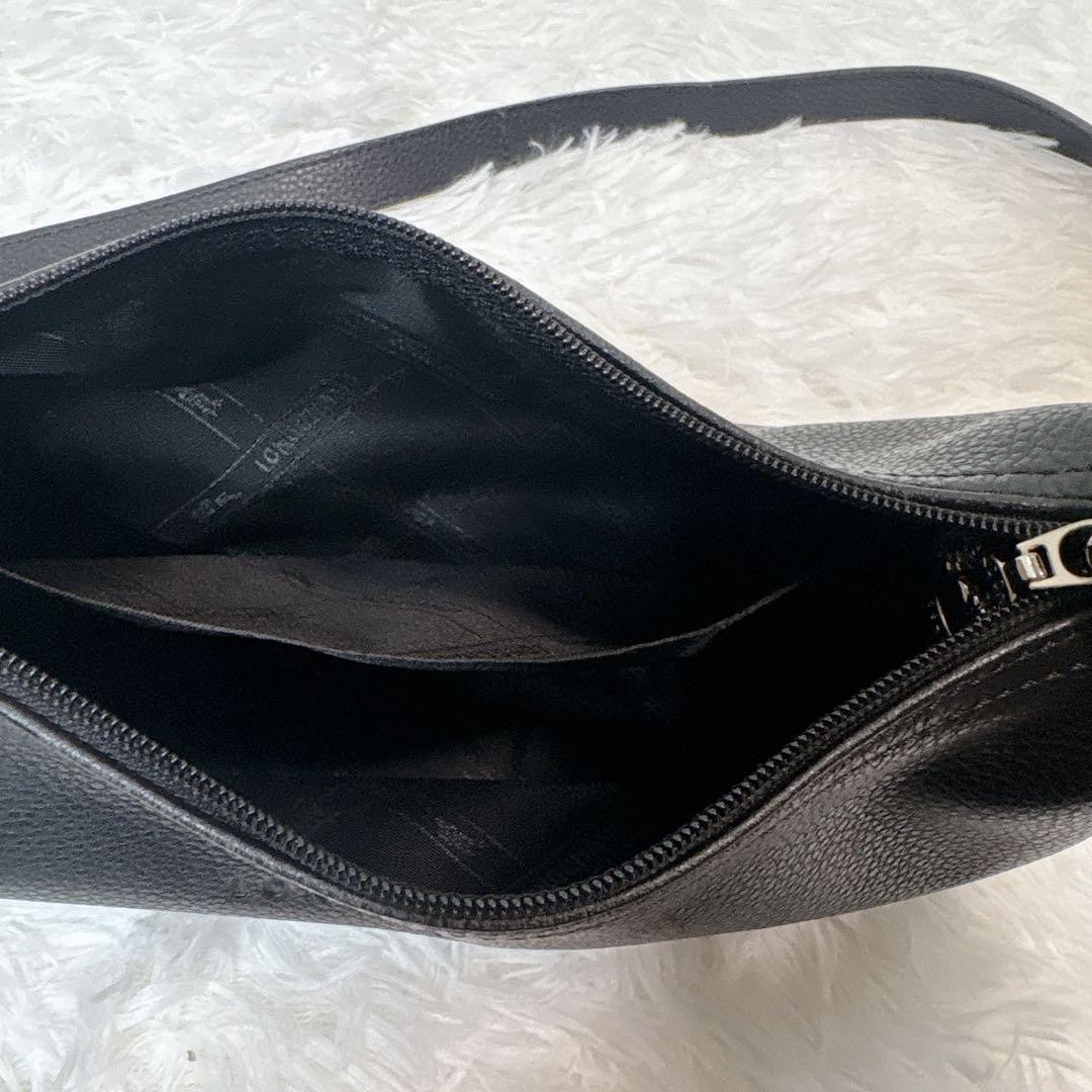 Excellent Condition LONGCHAMP Longchamp Shoulder Bag Black Leather