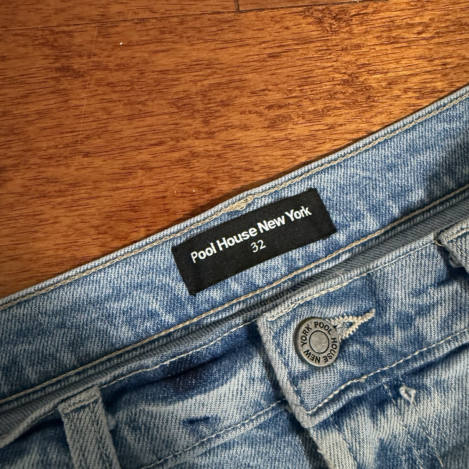 Pool House New York Brooklyn Dad Cropped Jeans – Laguna Blue – Size 32
