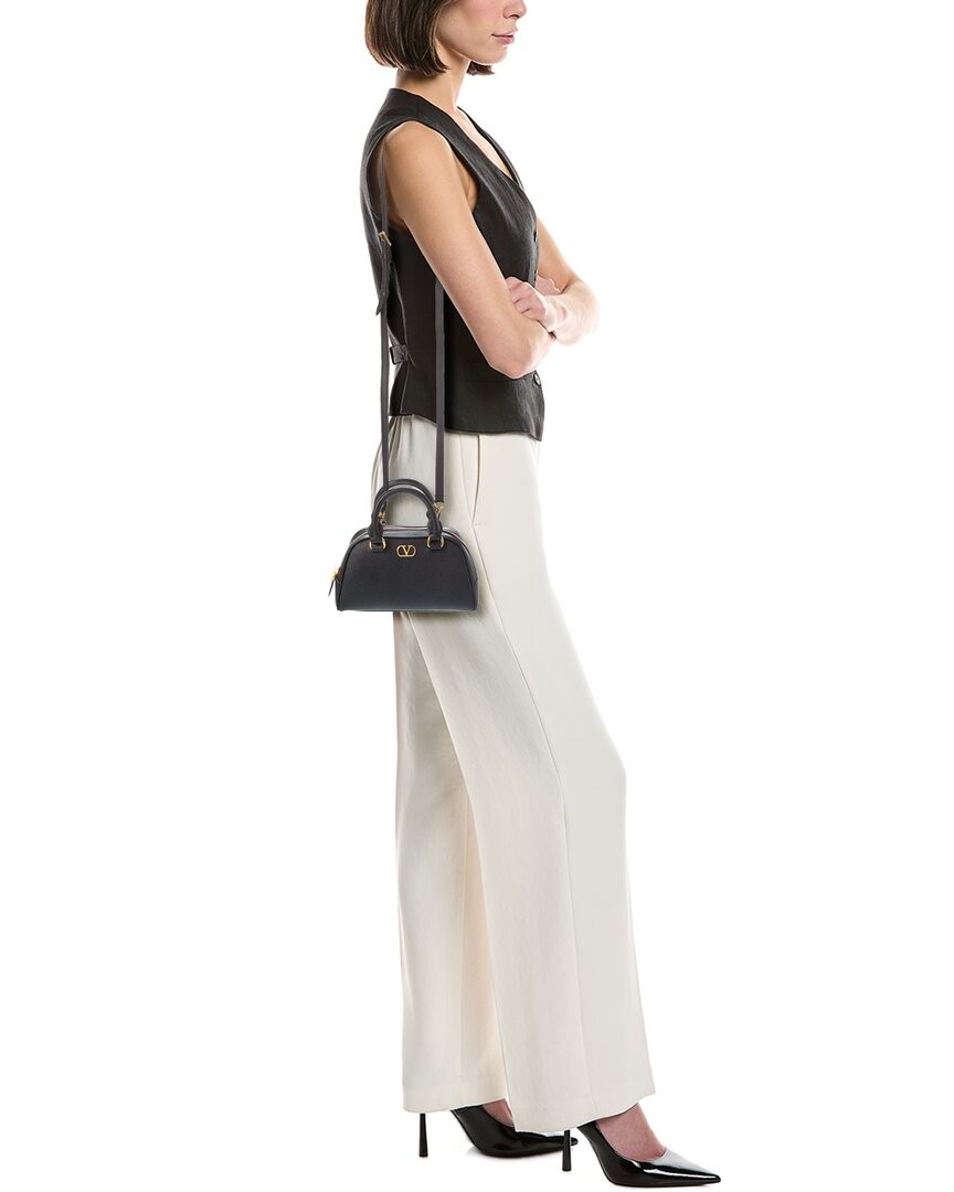 Valentino Vlogo Signature Mini Leather Shoulder Bag Women’s Black