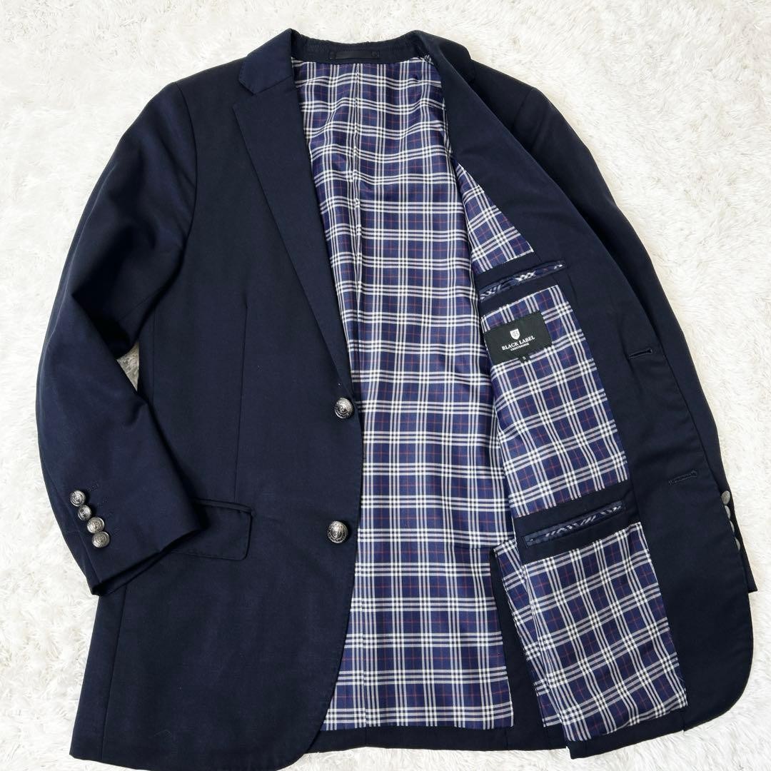 Authentic BLACK LABEL CRESTBRIDGE Wool Blue Tailored Jacket Pre Owned Condition