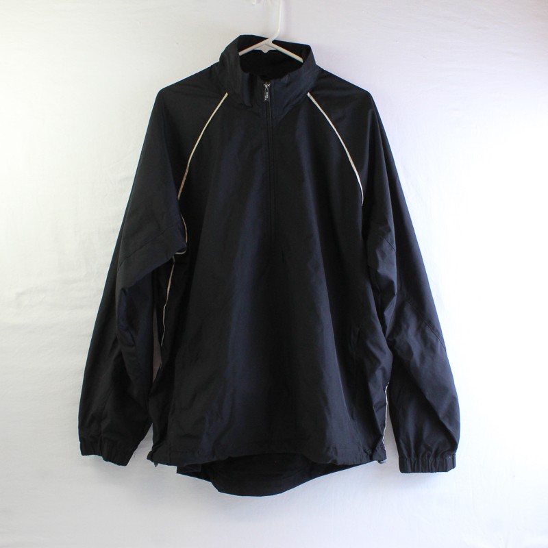 IZOD Men’s L Lightweight Black Windbreaker 1/2 Zip Jacket 90’s