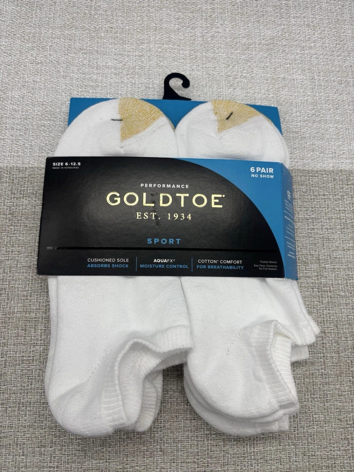 GoldToe Men’s White Cotton No Show Athletic Sock 6 Pair Shoe Size 6-12.5
