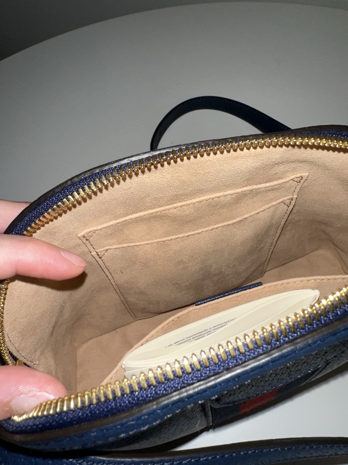 Gucci Ophidia Small Dome Crossbody Bag Navy Blue Grained Leather Authentic