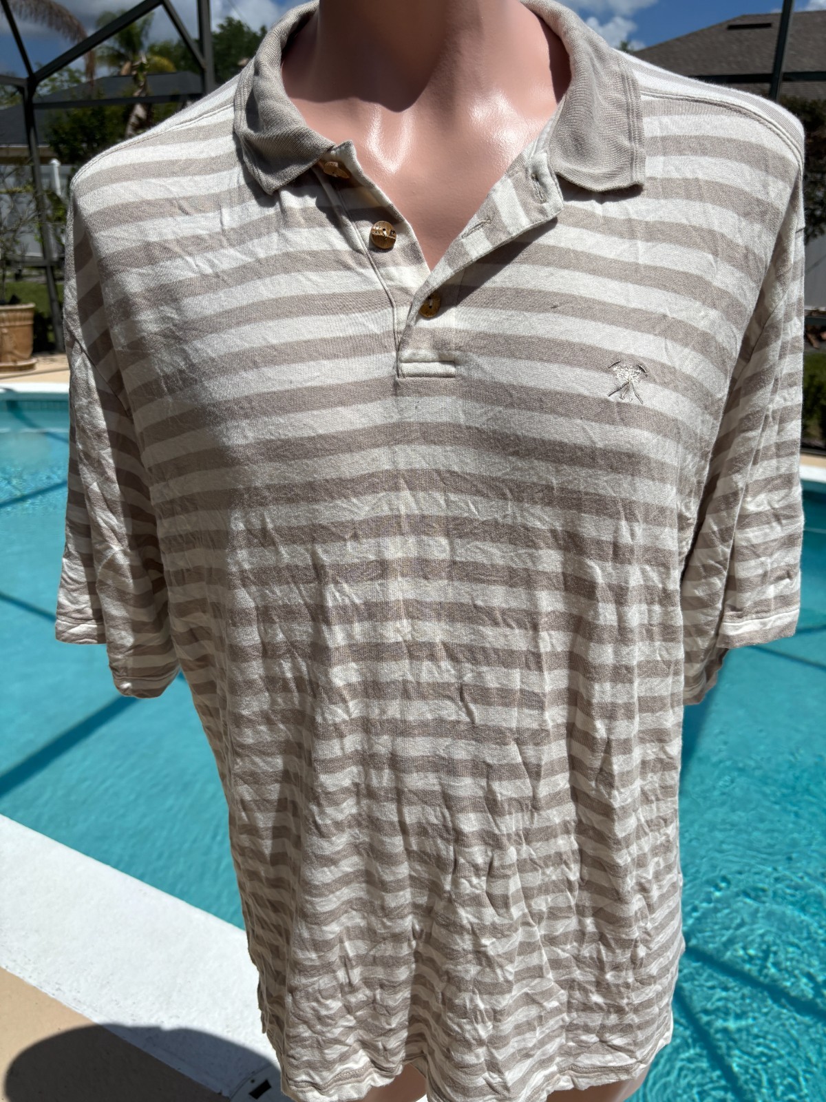 Kane’ohe Bamboo Striped Golf Short Sleeve Polo Shirt Mens XXL