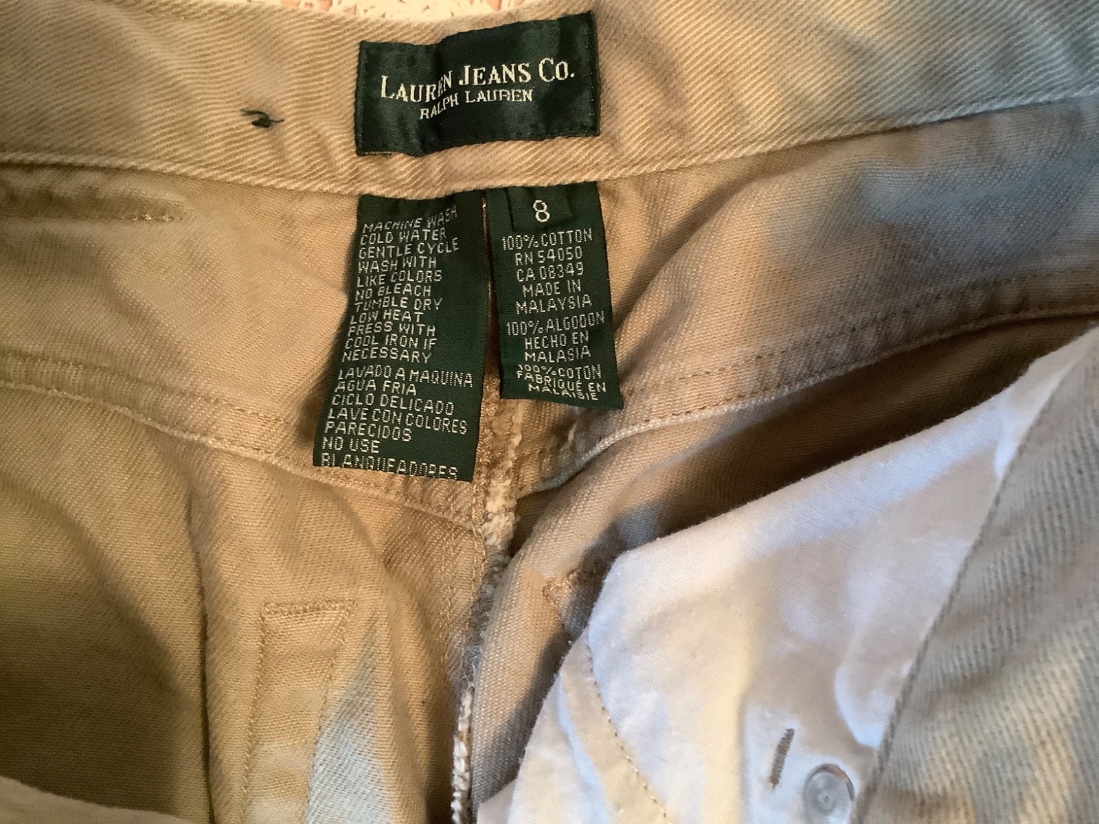 Ralph Lauren Ladies 8 dark khaki jeans pants