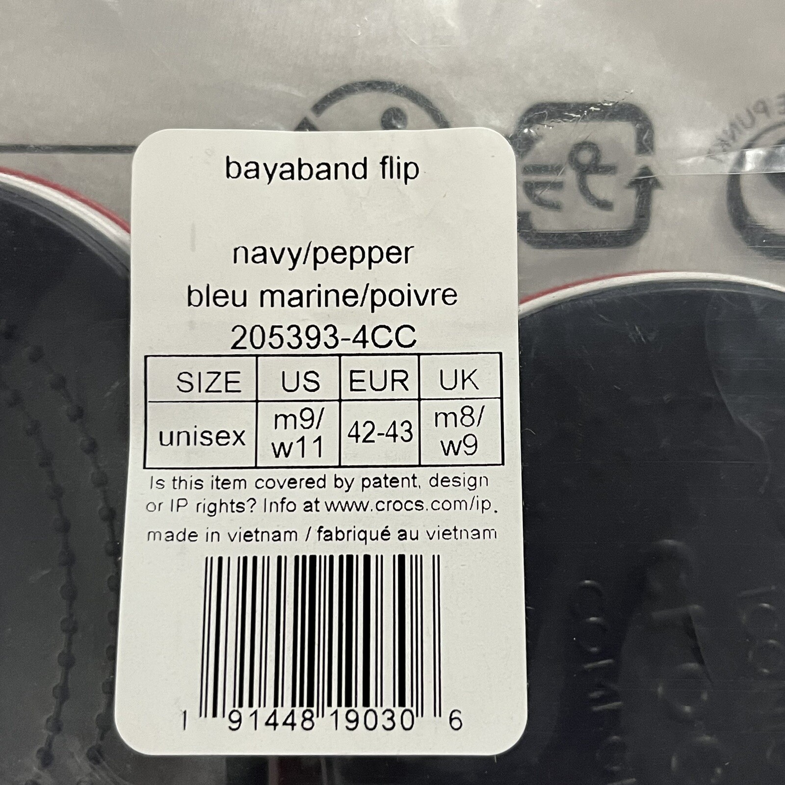 Crocs Bayaband Mens Flip Flop Sandal Sz 8-9 Navy Blue Water Friendly Lightweight