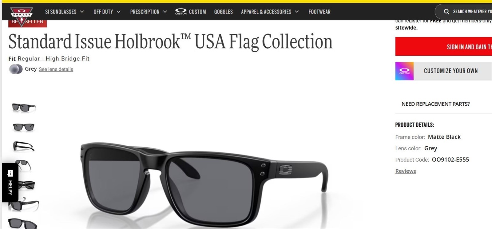 Oakley Holbrook Sunglasses OO9102-E555 Matte Black USA Flag Logo w/Pouch