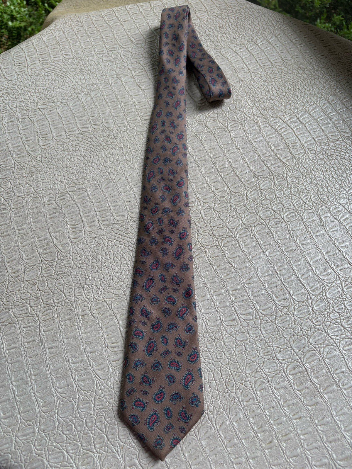 VTG Mark Pendleton Necktie Silk Paisley Taupe Multicolor Made In Italy 3.25 X 58