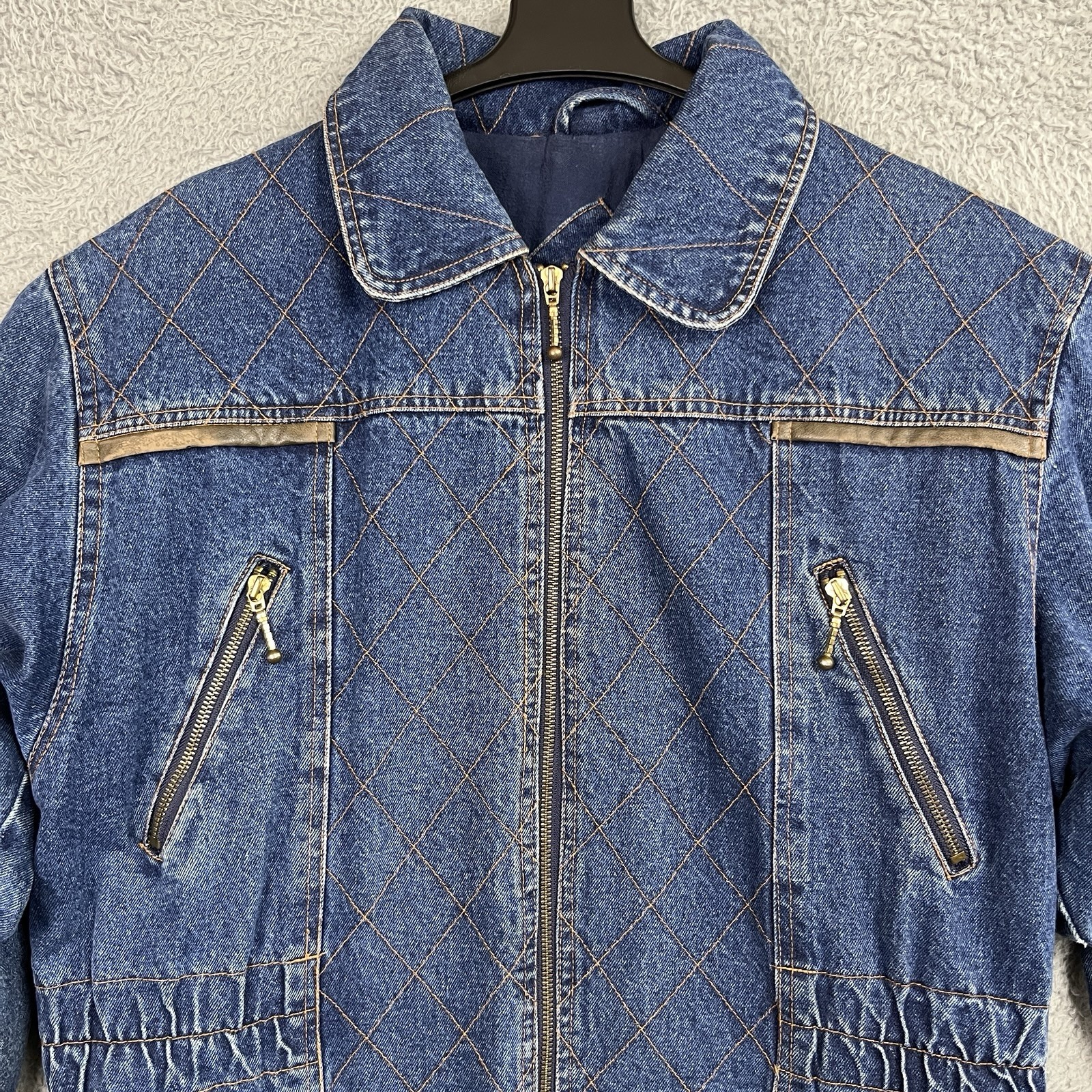 Vintage Retro Denim Jacket Womens Medium Oversized Western Ranchwear Chore 90s