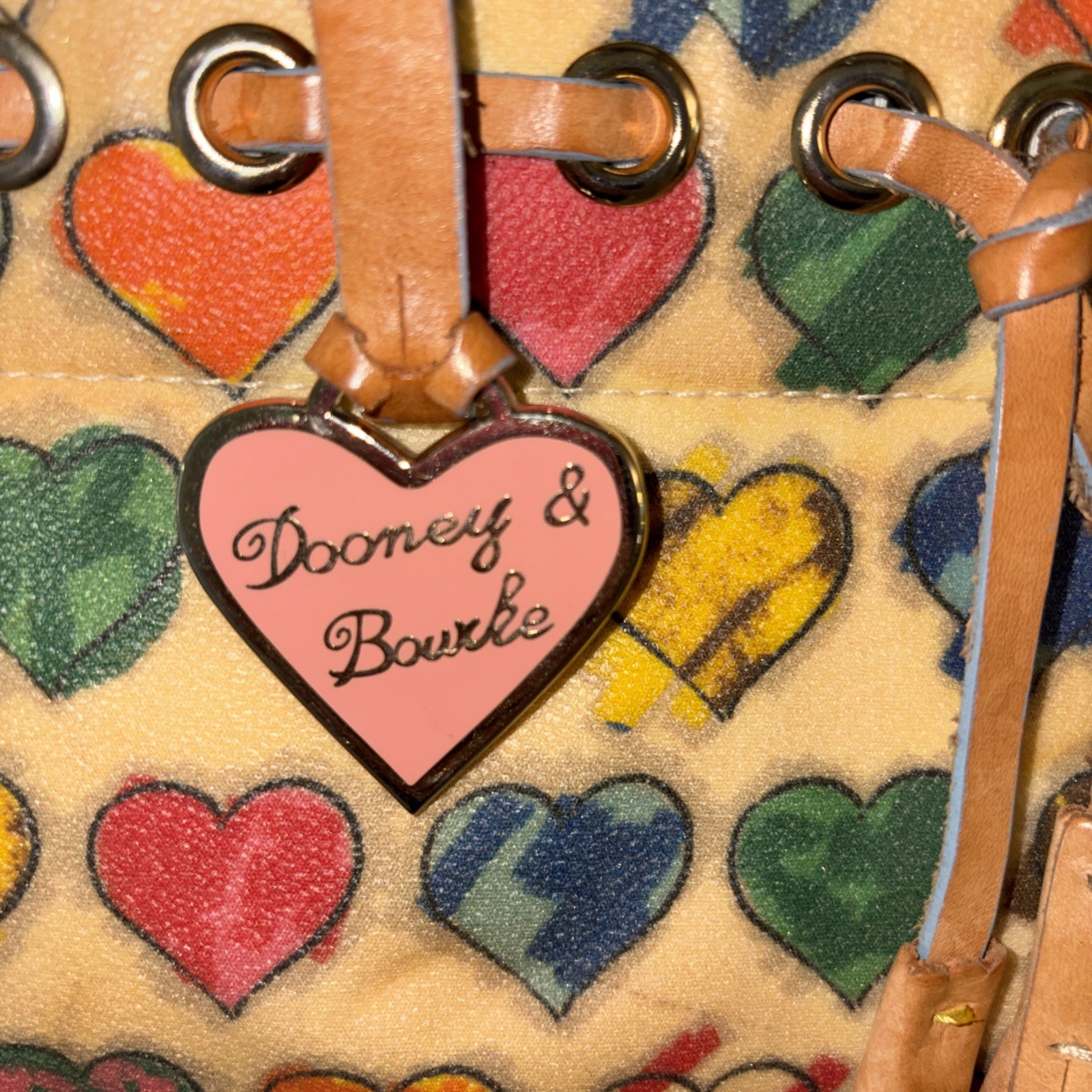 Dooney & Bourke Multi-Colored Rainbow Doodle Heart Vintage Handbag