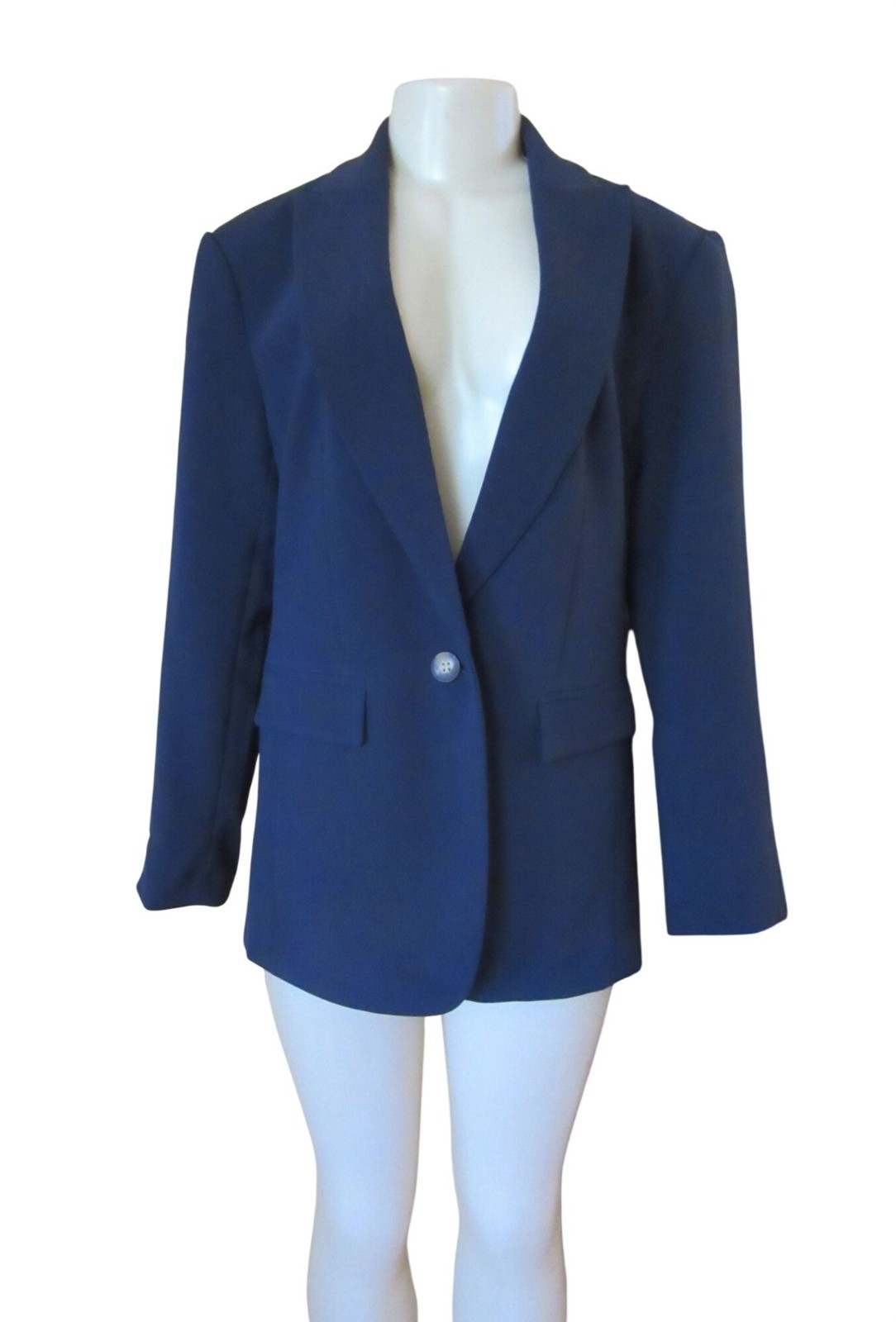 Ann Taylor Navy Single-Button Slightly Stretch Blazer Sz 10