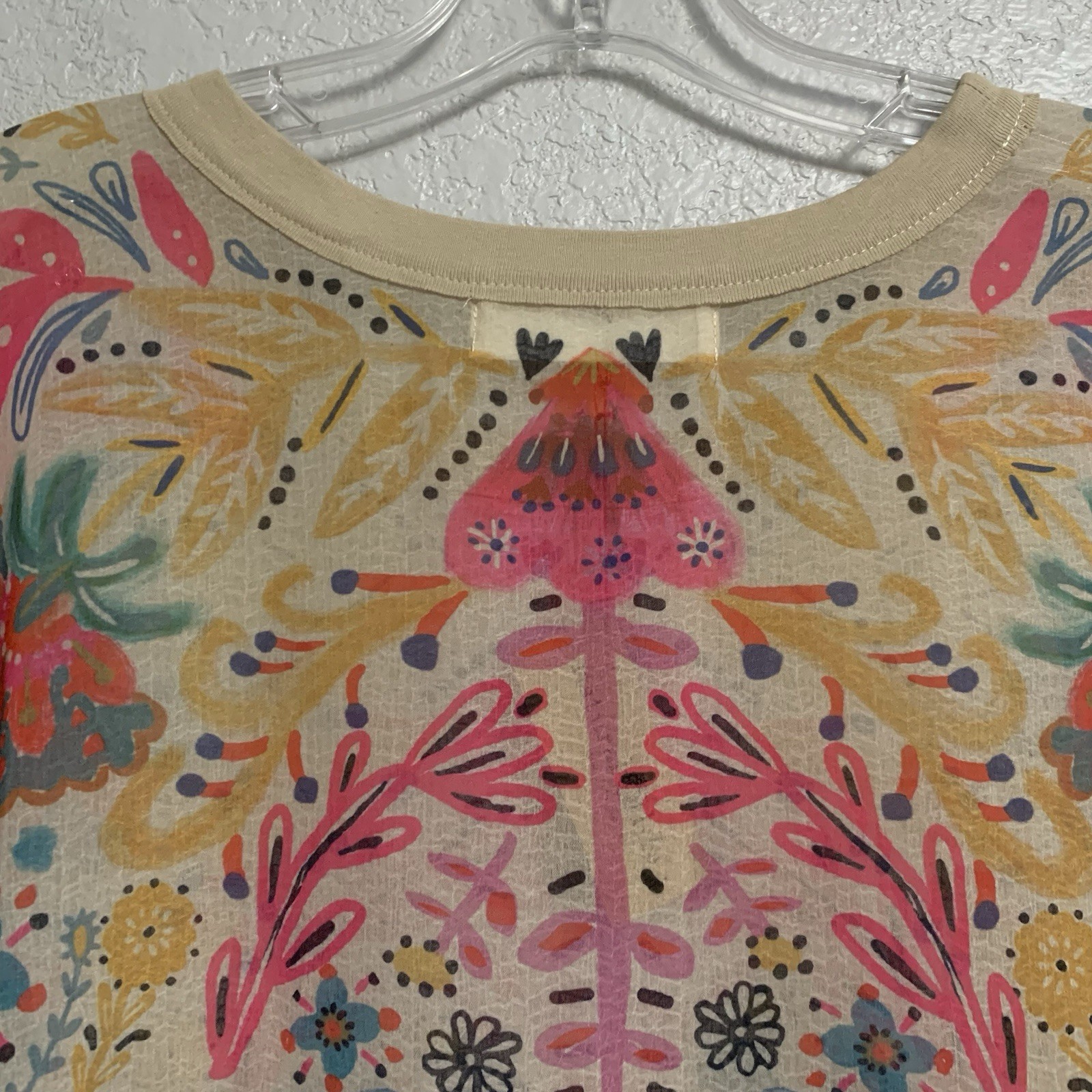Natural Life Dress Size M Happy Days Shift Oversized Floral Sheer Boho Beach