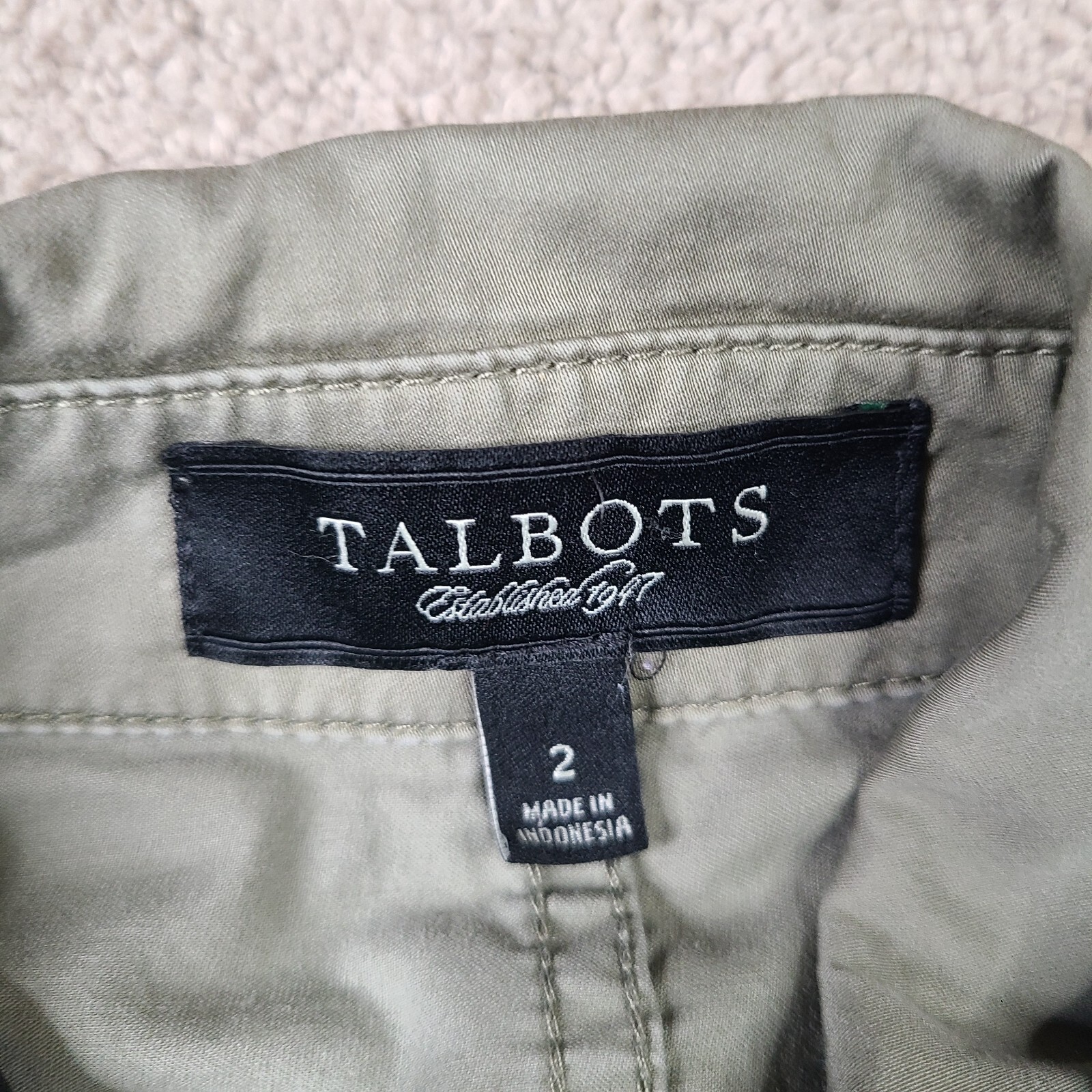Talbots Jacket Womens 2 Gray Green Military Utility Canvas Gorpcore Safari