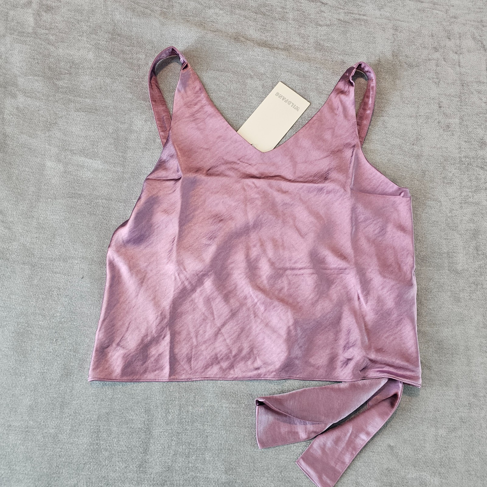 Wildfang The Empower Satin Cami Tank Medium W Tie Mauve Purple NEW