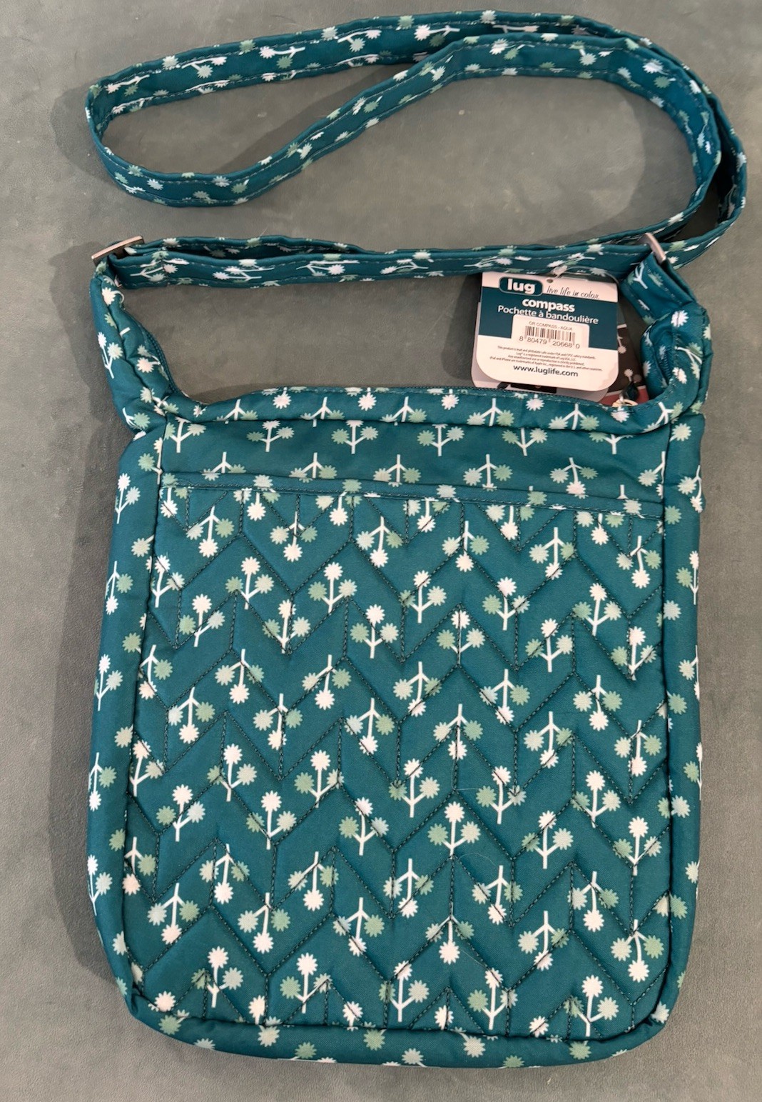 NWT Lug Compass Shoulder Pouch Quilted Print Medium N/S Crossbody Bag Purse