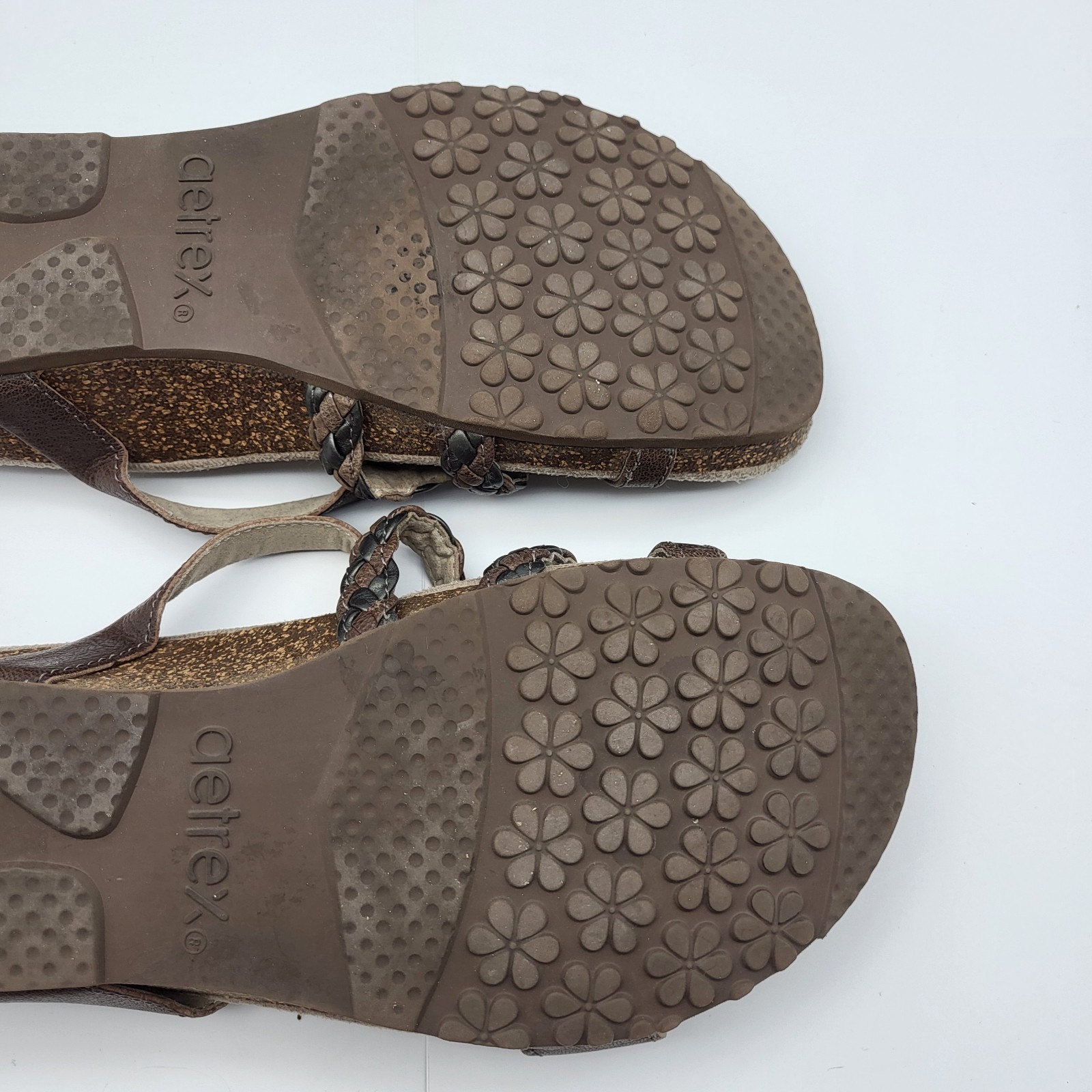Aetrex Women’s Janey Sport Slide Walking Comfort Sandals Brown Leather Sz 8.5