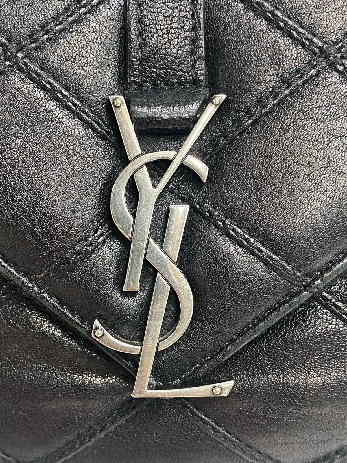 Saint Laurent Envelope Messenger Flap Black Quilted Leather SHW Crossbody Auth