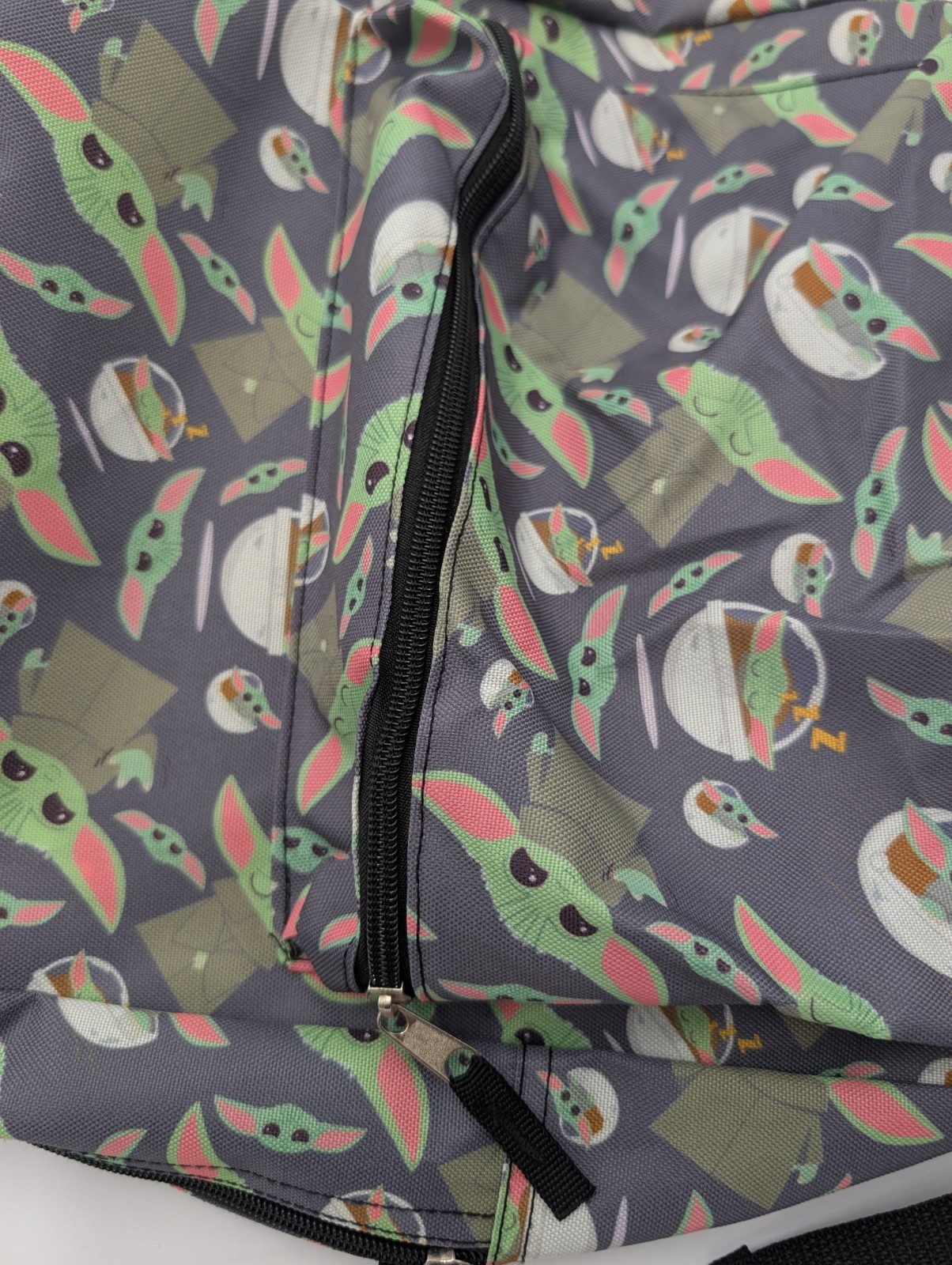 Star Wars Mandalorian Grogu Baby Yoda Allover Print Backpack Fast Forward Gray