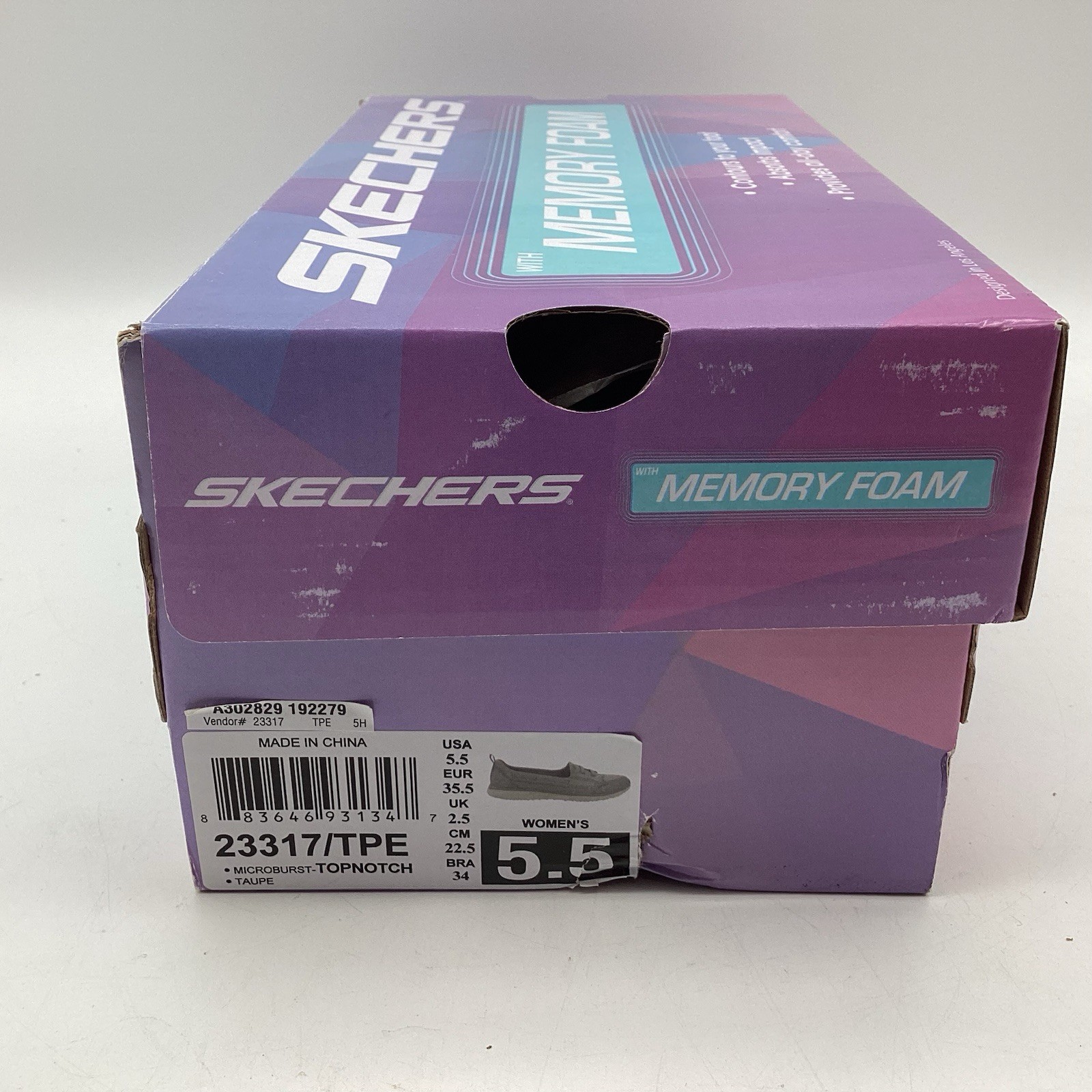 Skechers Memory Foam Women’s 5.5 Microburst Topnotch Taupe 23317 New With Box