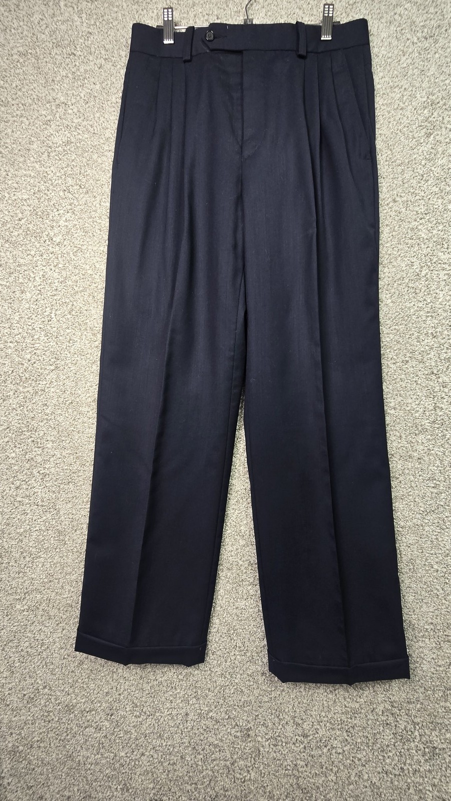 Vintage Corporate Image Suit Mens 44 Gray Blue Plaid Wool Sport Coat Pants 32×29