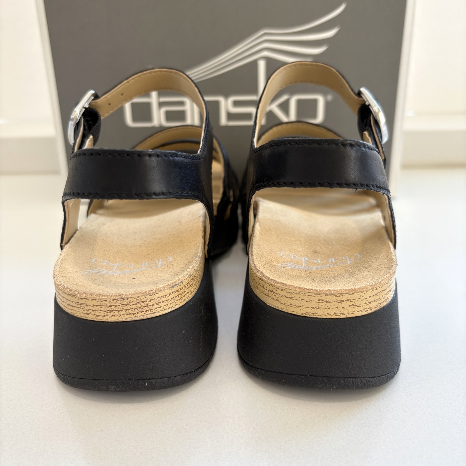 Dansko Roxie Sandals Nappa Leather Strappy Black Size 37 US 7 NEW