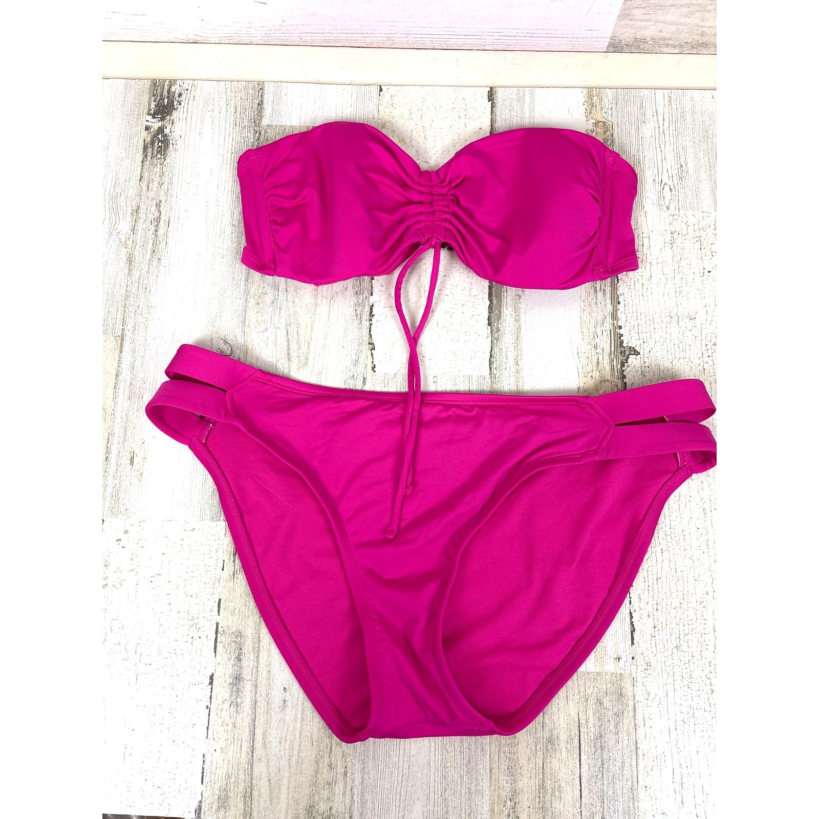 Kona Sol Womens M L Pink Two Piece Bikini Bathing Suit Swim Beach Summer NEW