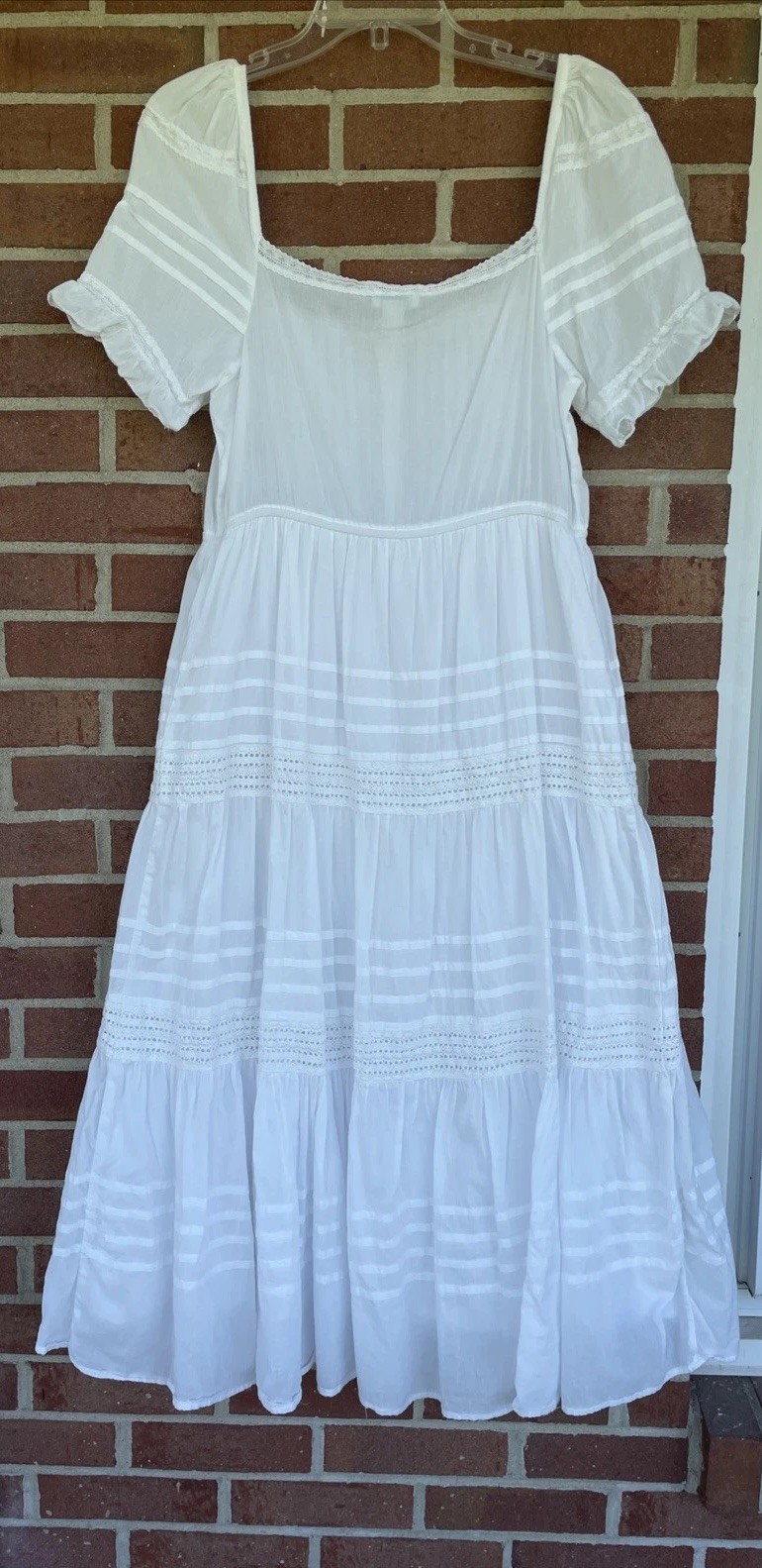 Sundance Mirabelle Maxi Tiered Ruffle Dress Sz M White Milkmaid Cottage Coastal