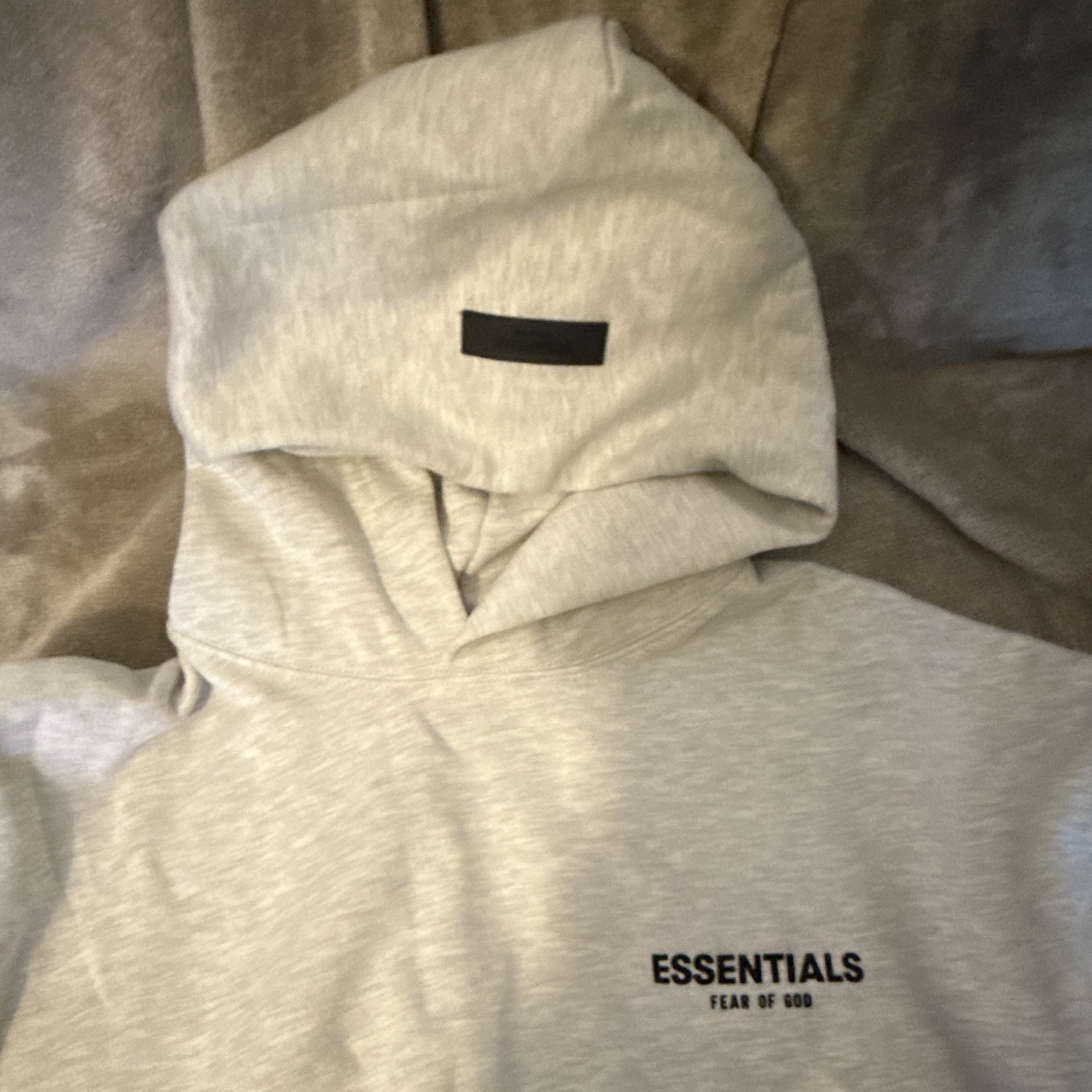 Essentials Fear of God Solid Gray Pullover Hoodie Logo Kangaroo Pocket Size L