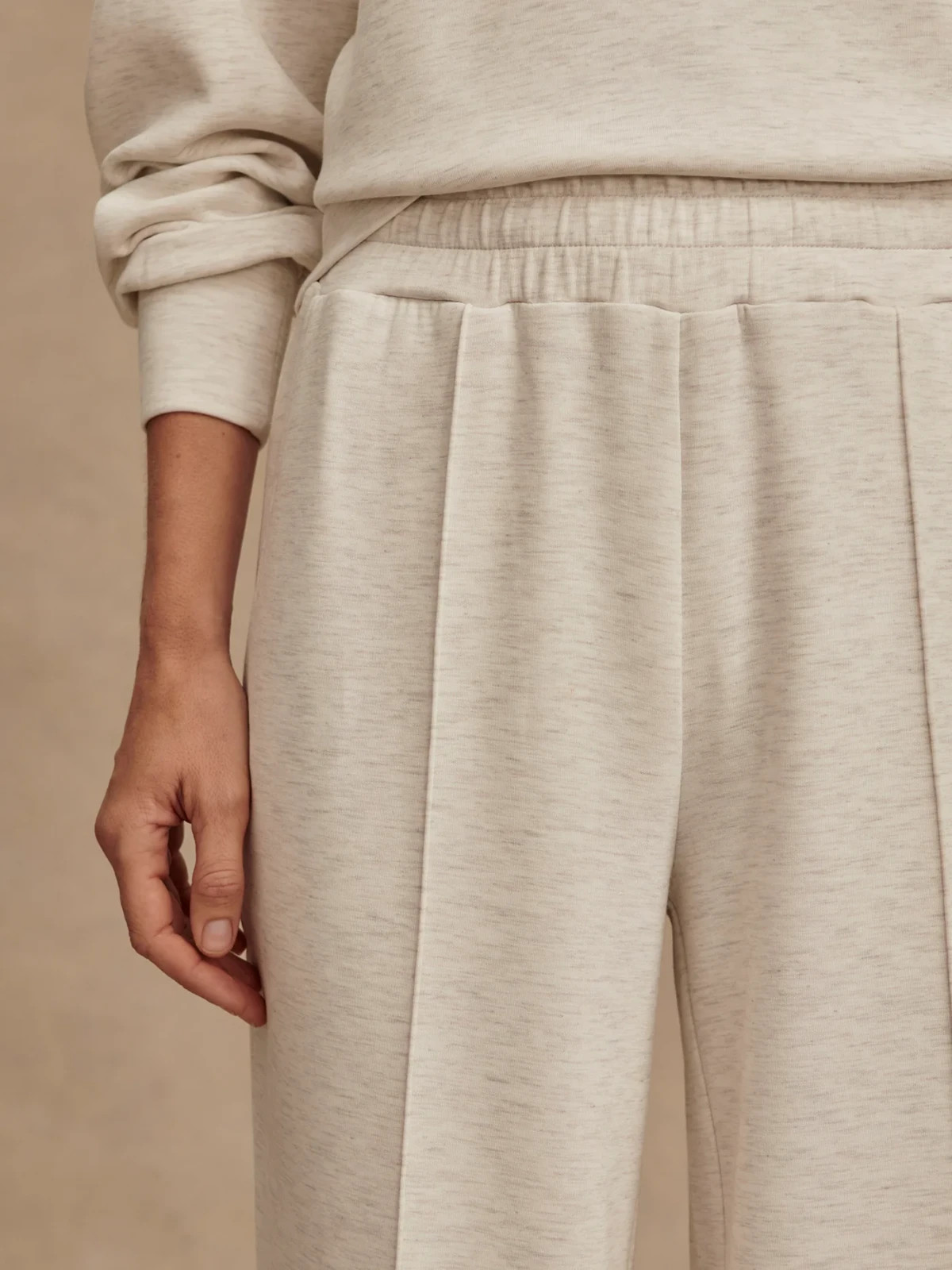 Varley The Wide Leg Pant 30″ in Ivory Marl, Size Medium