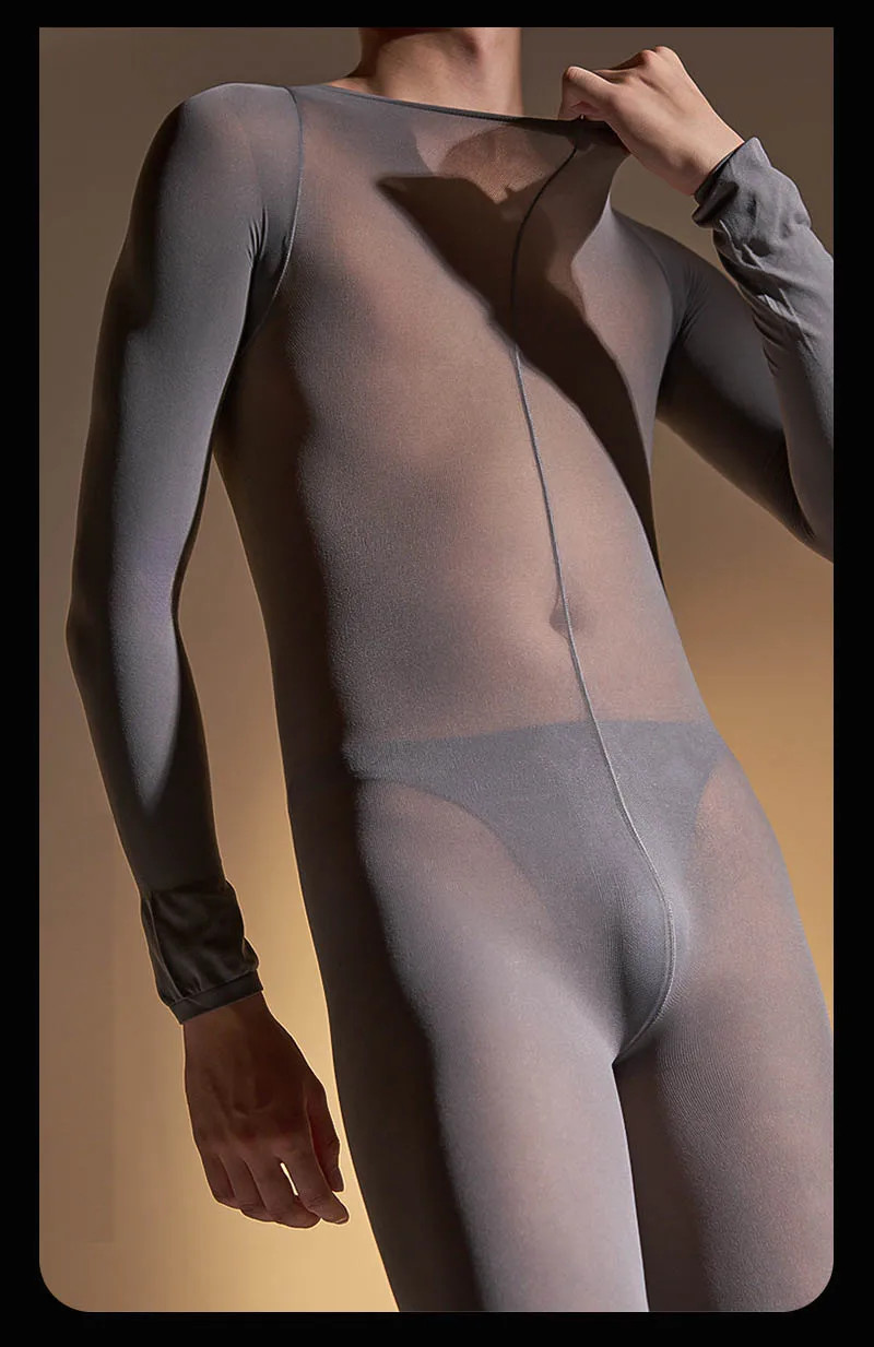 120D Nylon Velvet Fingers Bodystocking Penis Sheath Bodysuit Catsuit Tights