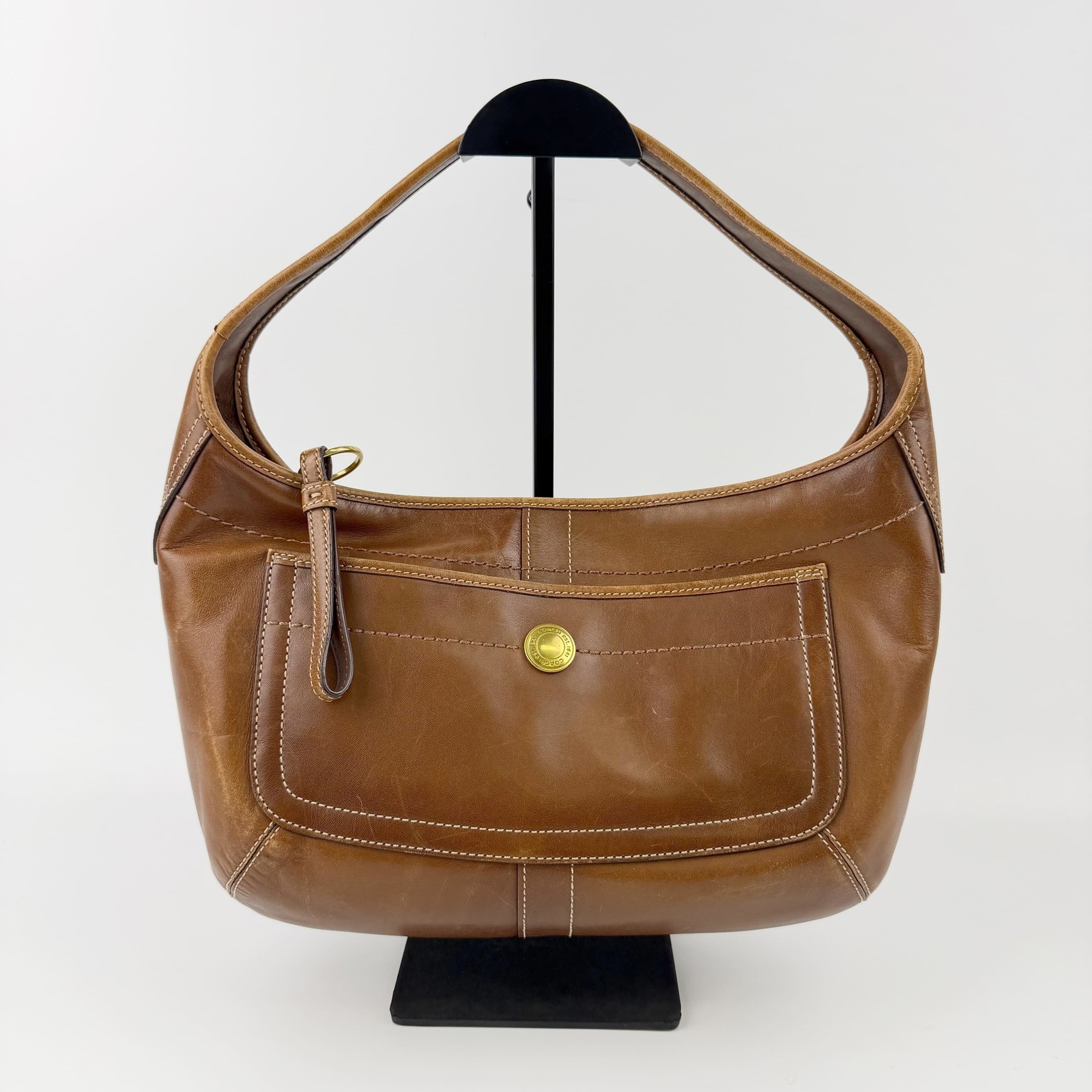 COACH Vintage Brown Leather Shoulder Bag Gold Hardware 11.4in HboC260603a04