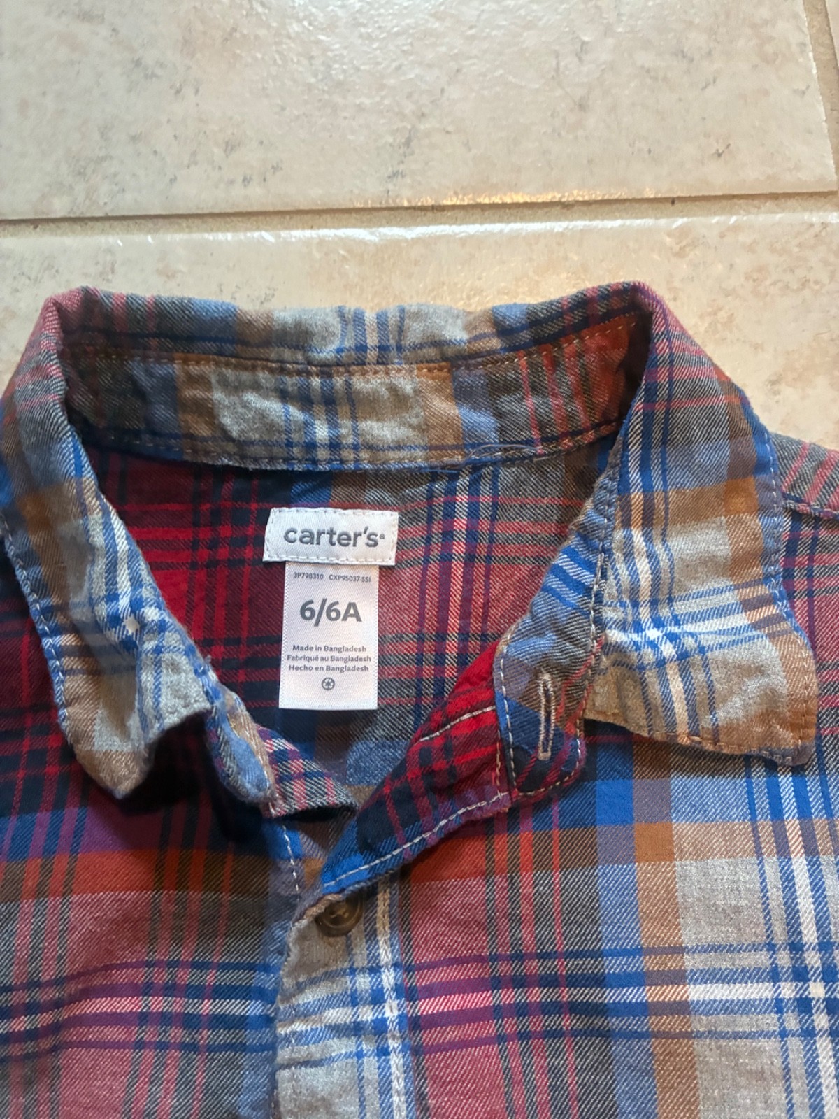 Carters Kids Boys Plaid Button Down Long Sleeve Shirt Lot of 2