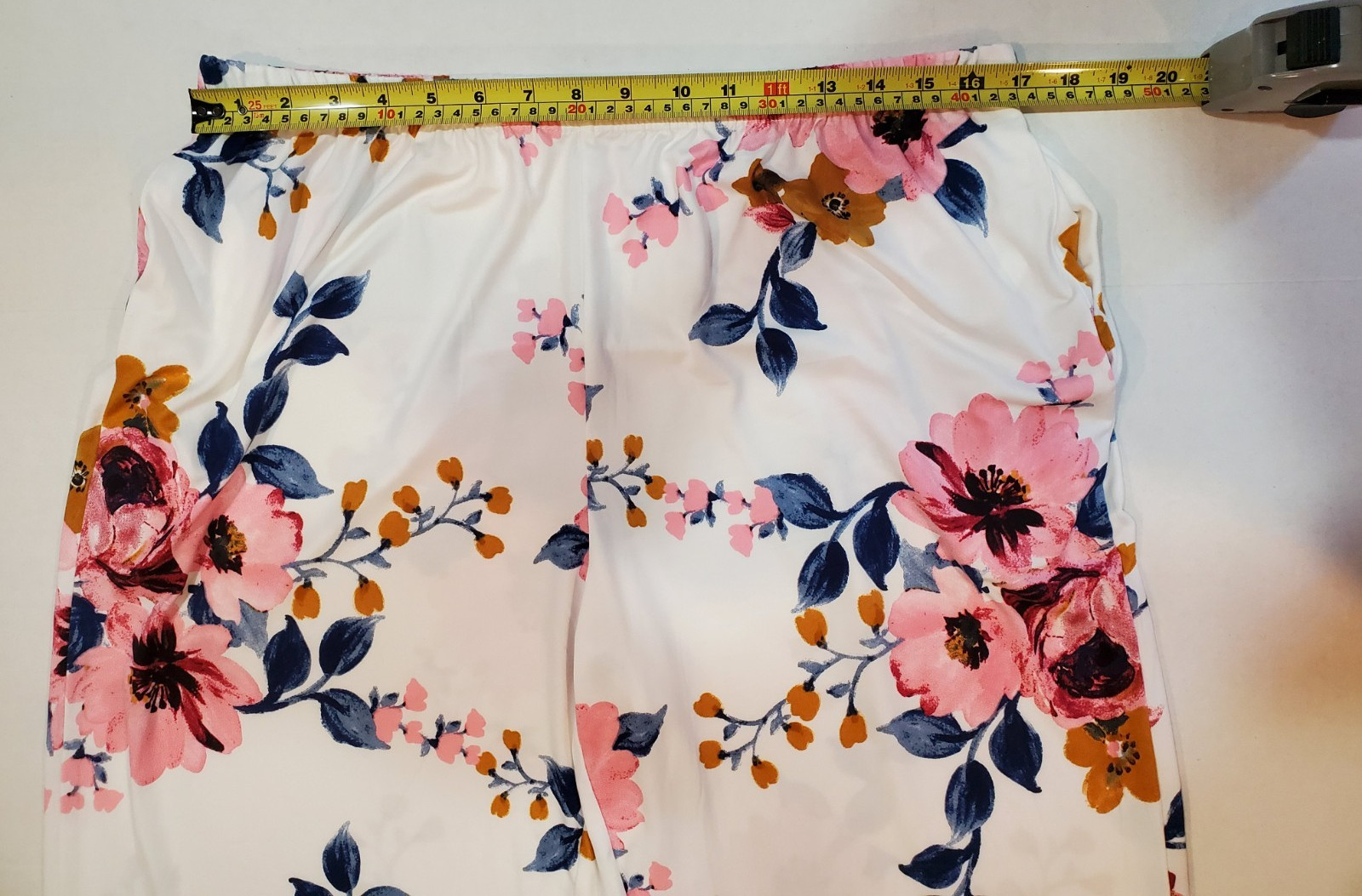Women’s Top & Pants Set Long Sleeve Pull-On Size 2XL Floral Ivory Pink Blue
