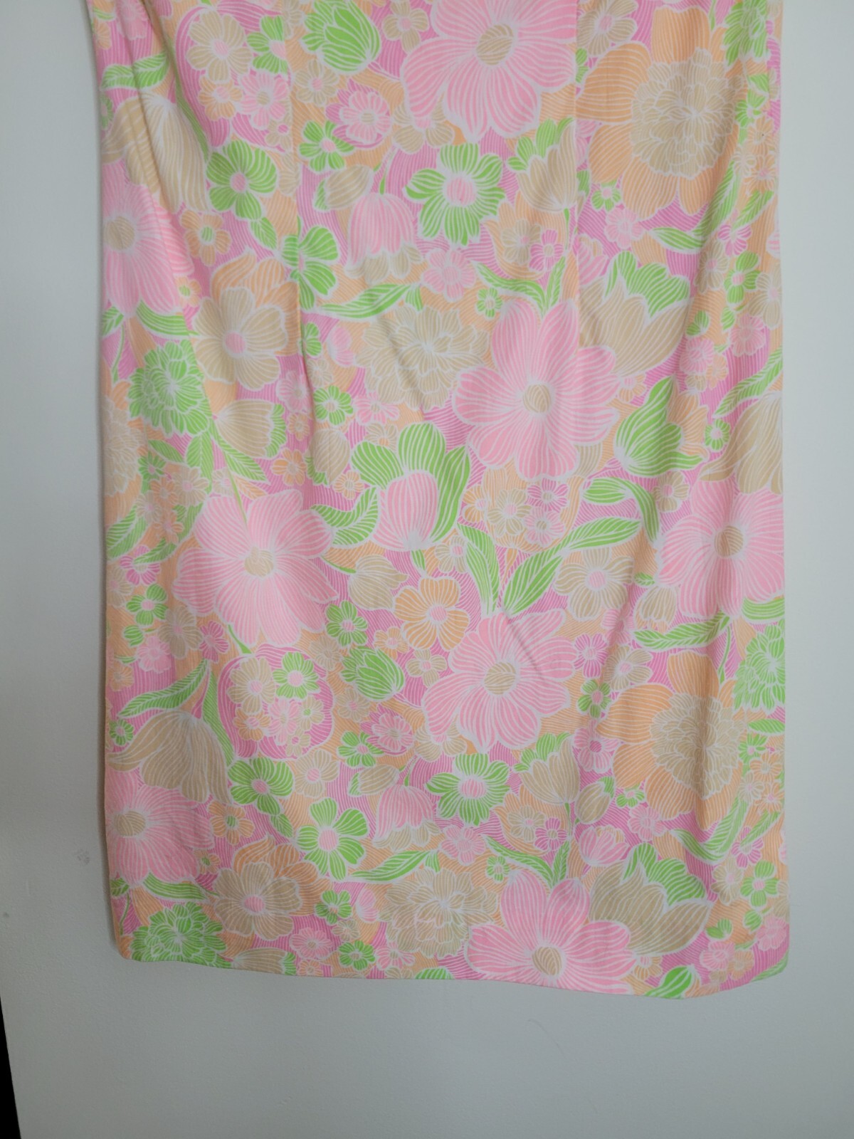 Vintage Shaker Square Neon Floral Zip Front A-Line Shift House Dress
