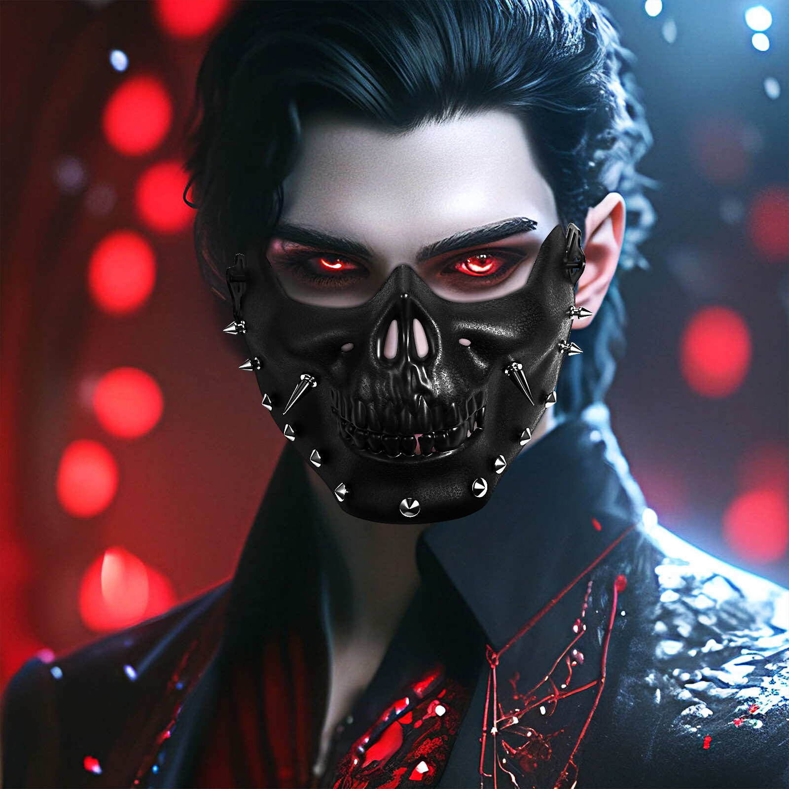 Steampunk Skull Half Face Mask PU Leather Spiked Gothic Mask Halloween Costumes