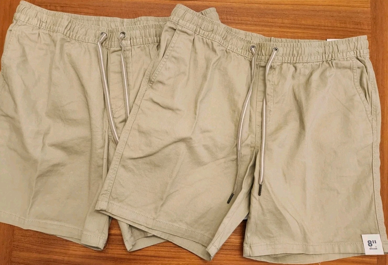 George Men’s MEDIUM 32-34 LOT OF 2 Stretch Waist Pull On Shorts KHAKI 8″ #21425