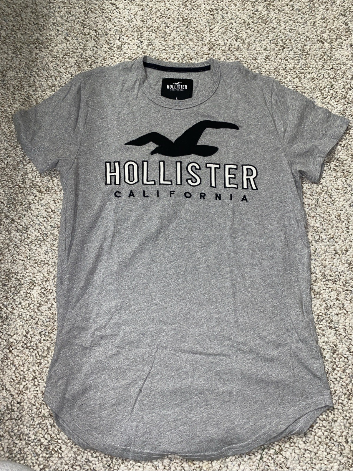 Hollister Unisex T-Shirts Small Short Sleeve Logo Crew Neck Tee Light/Dark Grey