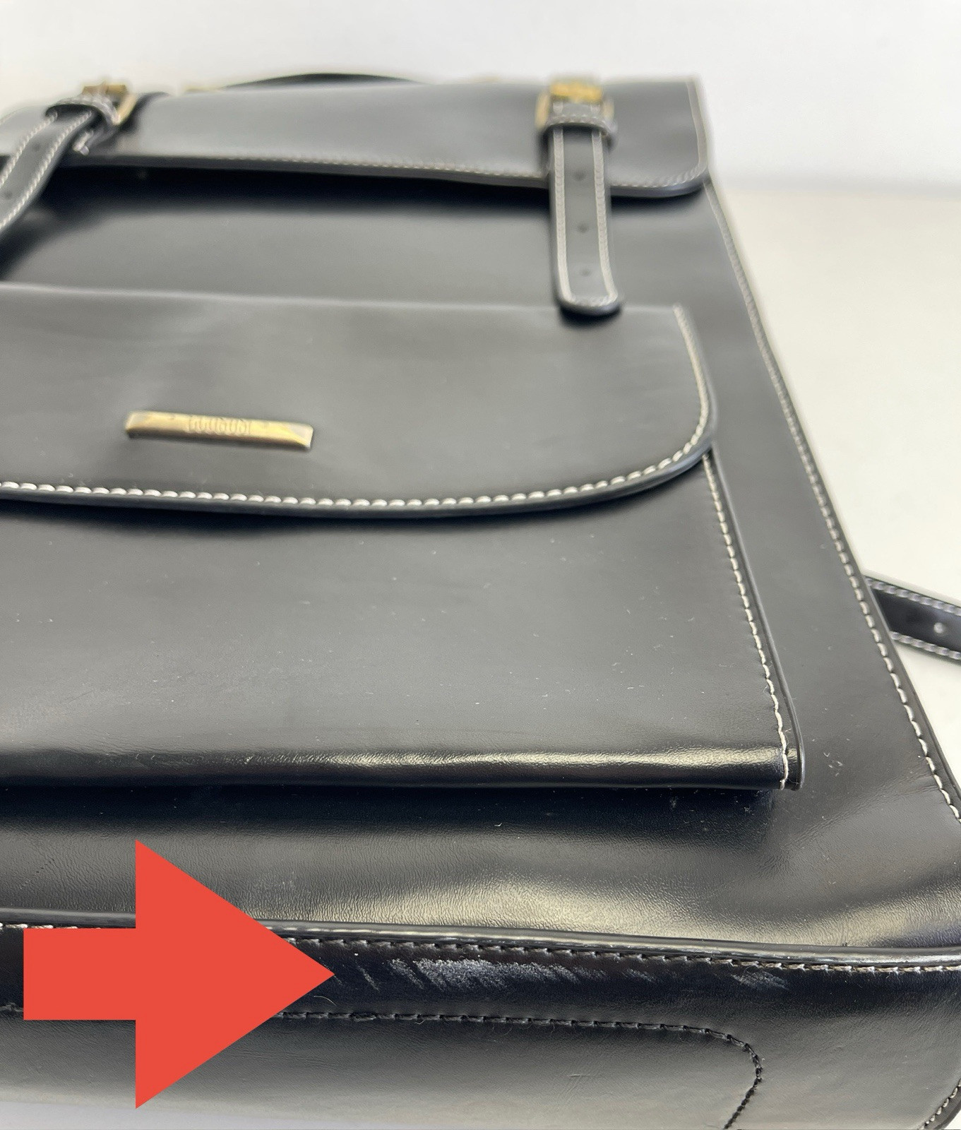ECOSUSI Laptop Backpack PU Leather Black Vintage. Clean interior