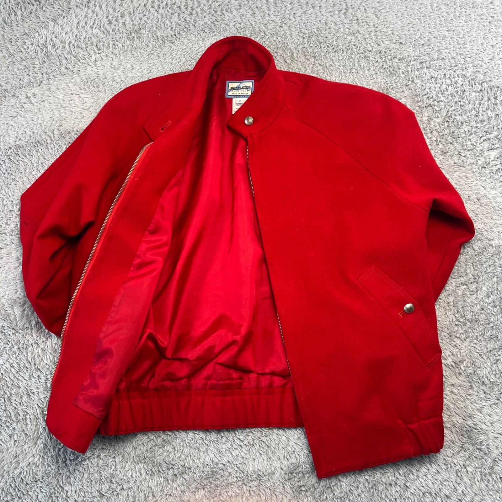 Vintage Pendleton Originals Mens S Wool Bomber Jacket Red USA Boxy Heritage 80s