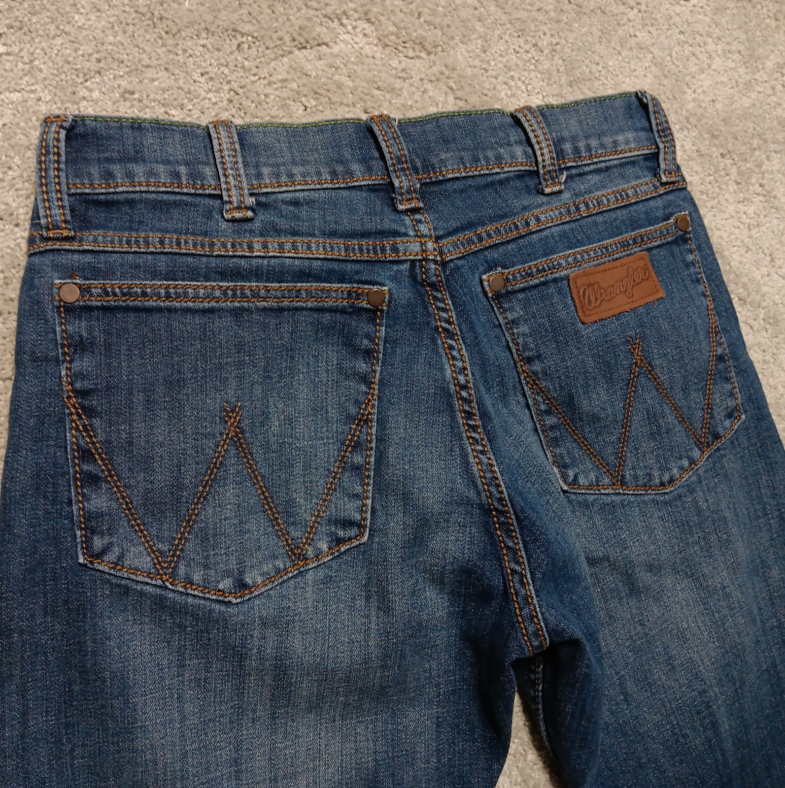 Wrangler Jeans Mens 30×32 Blue Retro Slim Fit Straight Cowboy Boot Western Denim